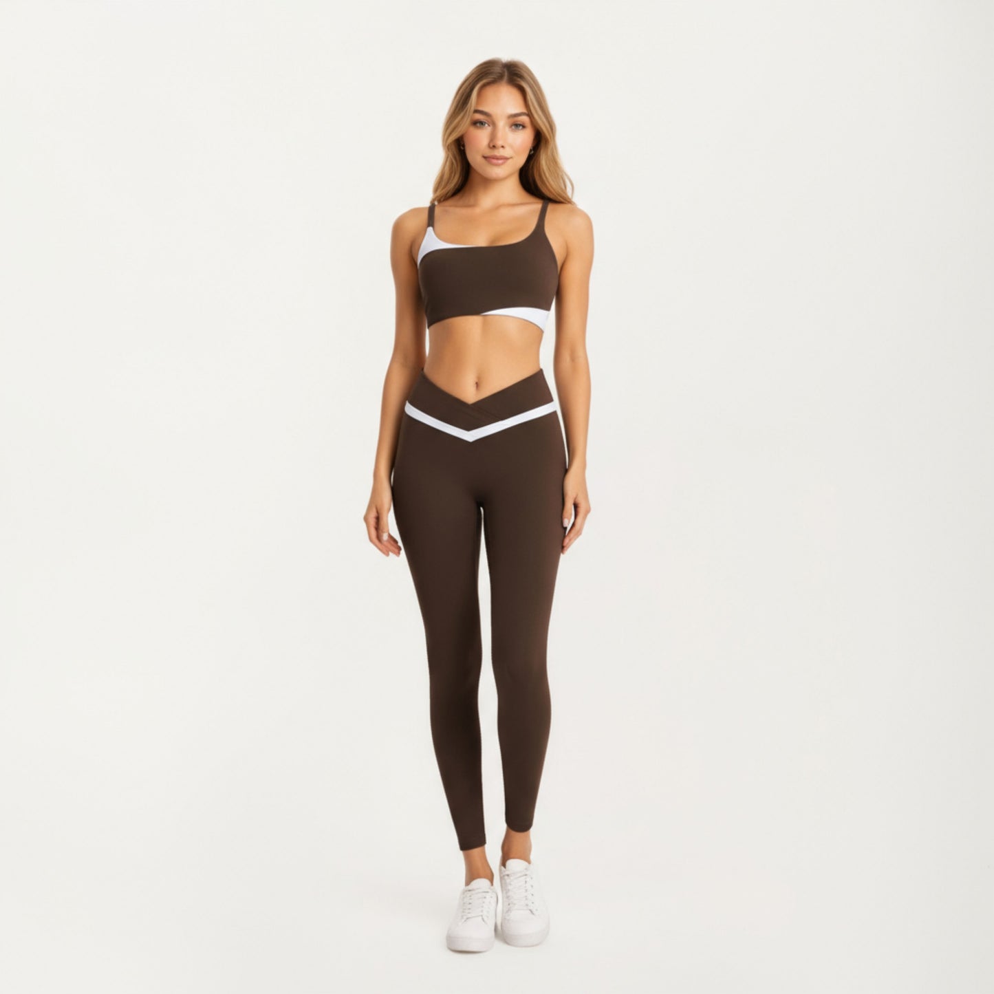 Anna-Kaci Active Women's Asymmetrical Neck Colorblock Sports Bra with Strap Design and Stretch Fit Fabric