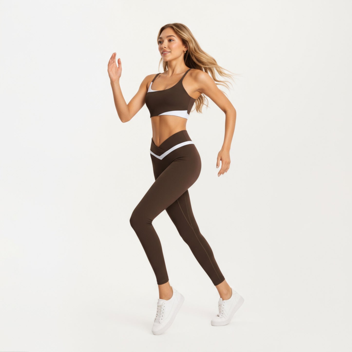 Anna-Kaci Active Women's Asymmetrical Neck Colorblock Sports Bra with Strap Design and Stretch Fit Fabric