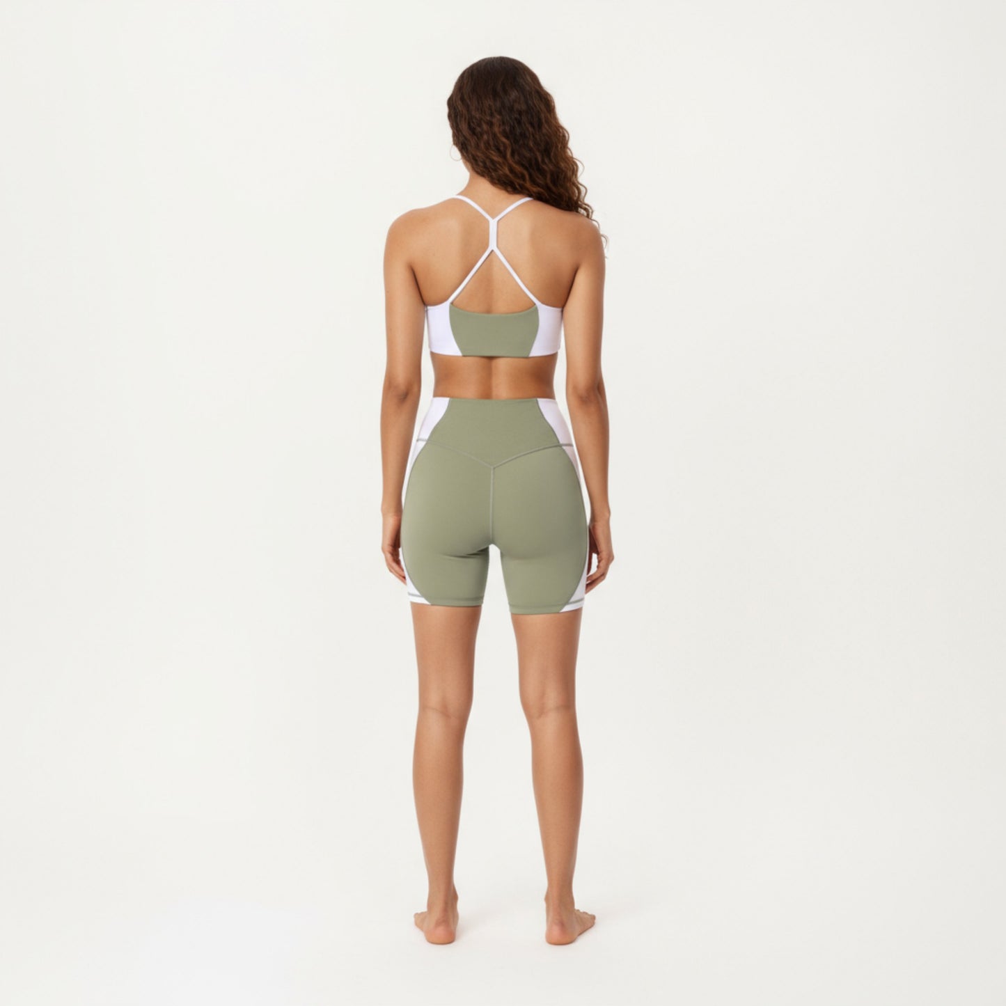 Anna-Kaci Active Women's Square Neck Colorblock Sports Bra with Spaghetti Straps and Stretch Fit Fabric