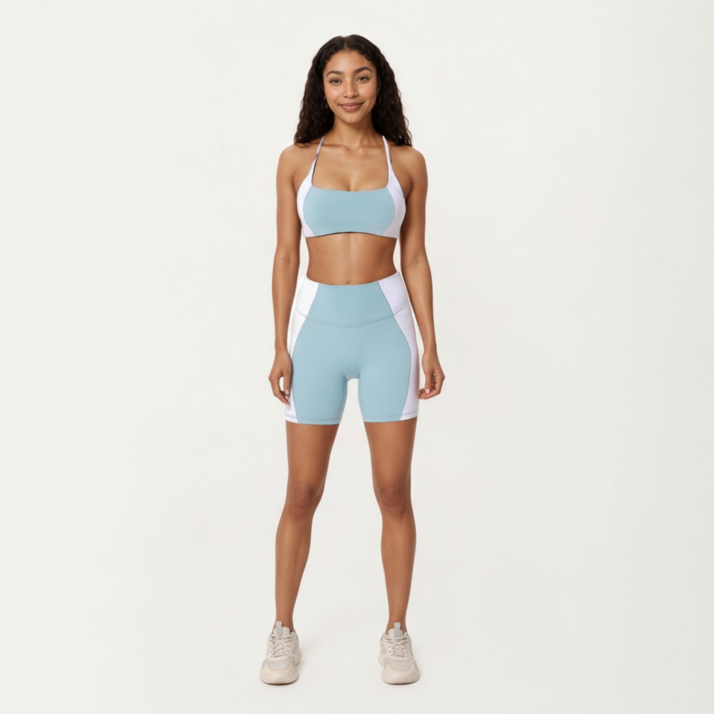 Anna-Kaci Active Women's Square Neck Colorblock Sports Bra with Spaghetti Straps and Stretch Fit Fabric