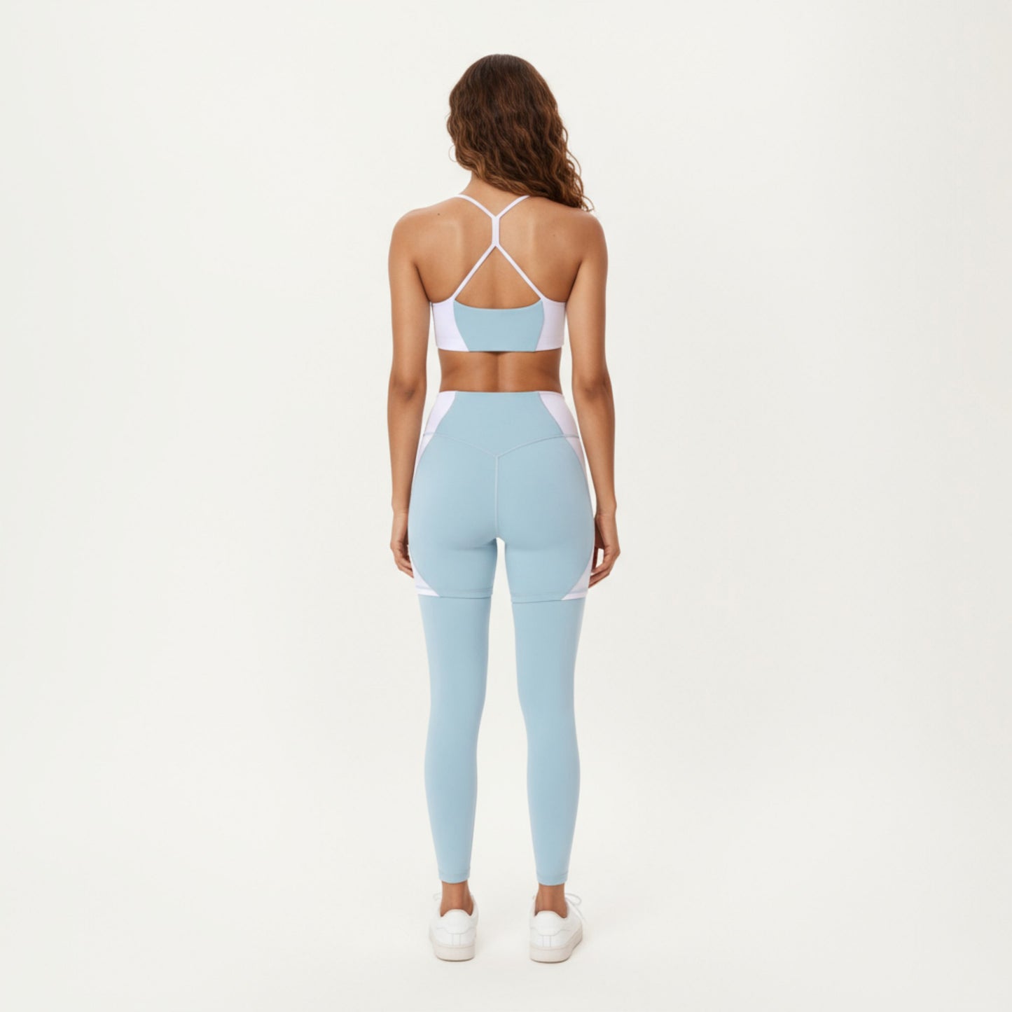 Anna-Kaci Active Women's Square Neck Colorblock Sports Bra with Spaghetti Straps and Stretch Fit Fabric