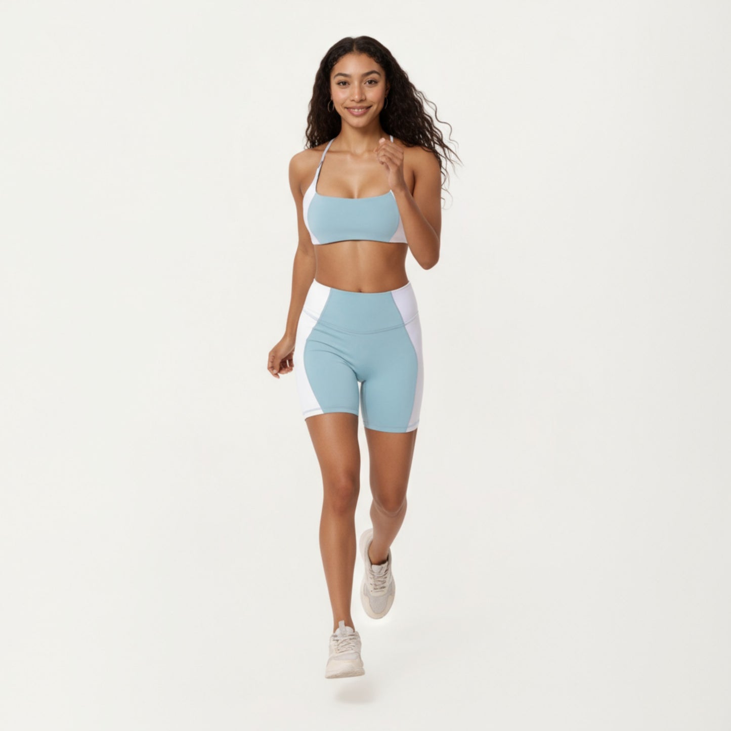 Anna-Kaci Active Women's Square Neck Colorblock Sports Bra with Spaghetti Straps and Stretch Fit Fabric