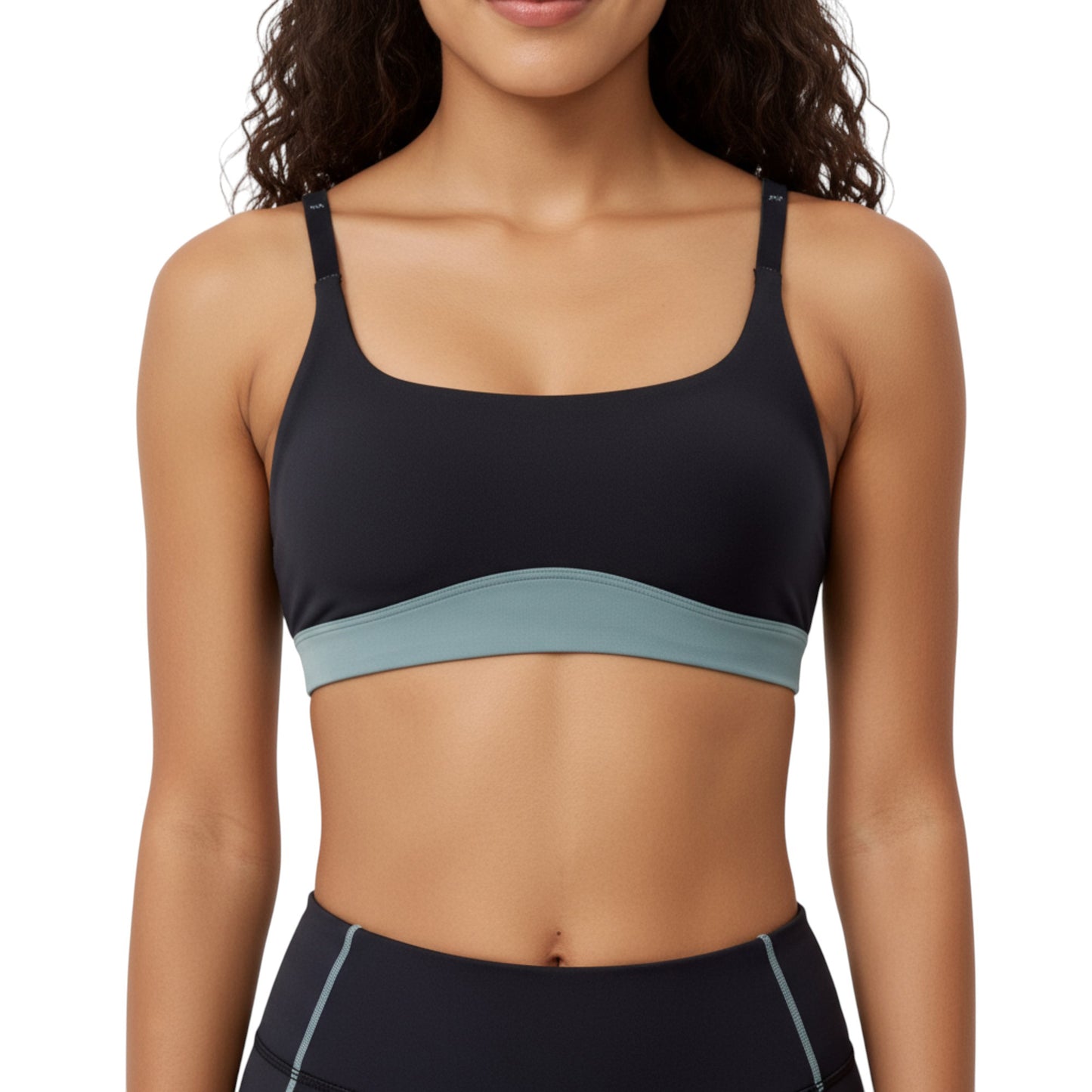 Anna-Kaci Active Women's Scoop Neck Colorblock Sports Bra with Adjustable Straps and Stretch Fit Fabric