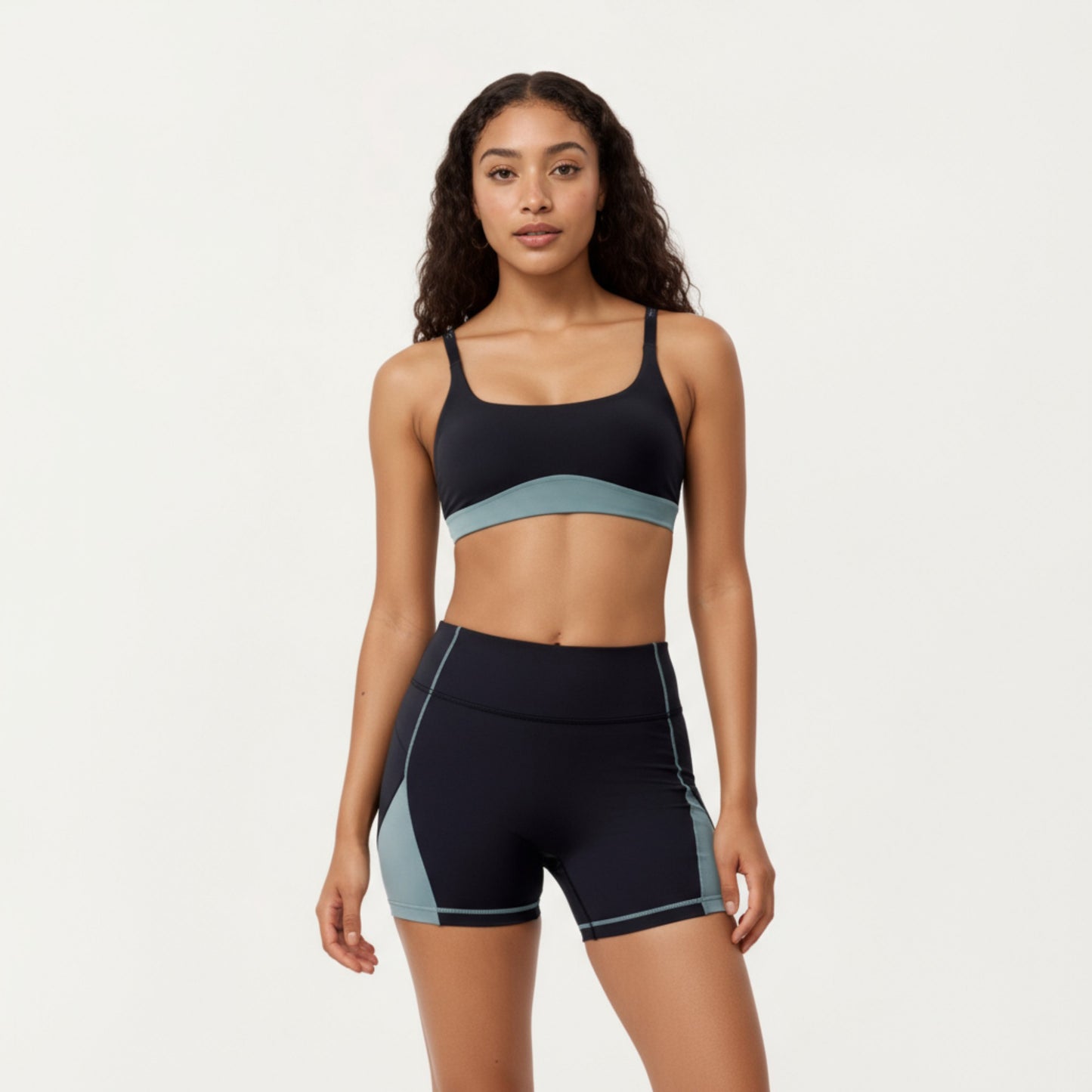 Anna-Kaci Active Women's Scoop Neck Colorblock Sports Bra with Adjustable Straps and Stretch Fit Fabric