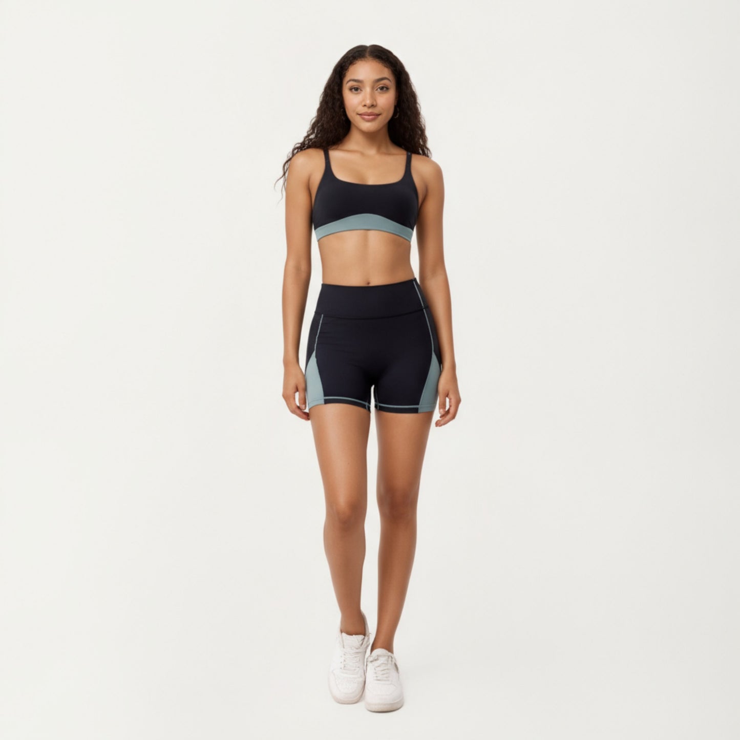 Anna-Kaci Active Women's Scoop Neck Colorblock Sports Bra with Adjustable Straps and Stretch Fit Fabric