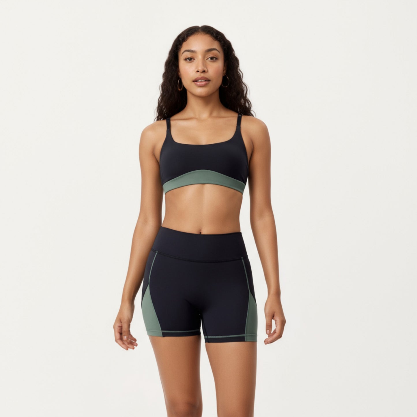 Anna-Kaci Active Women's Scoop Neck Colorblock Sports Bra with Adjustable Straps and Stretch Fit Fabric