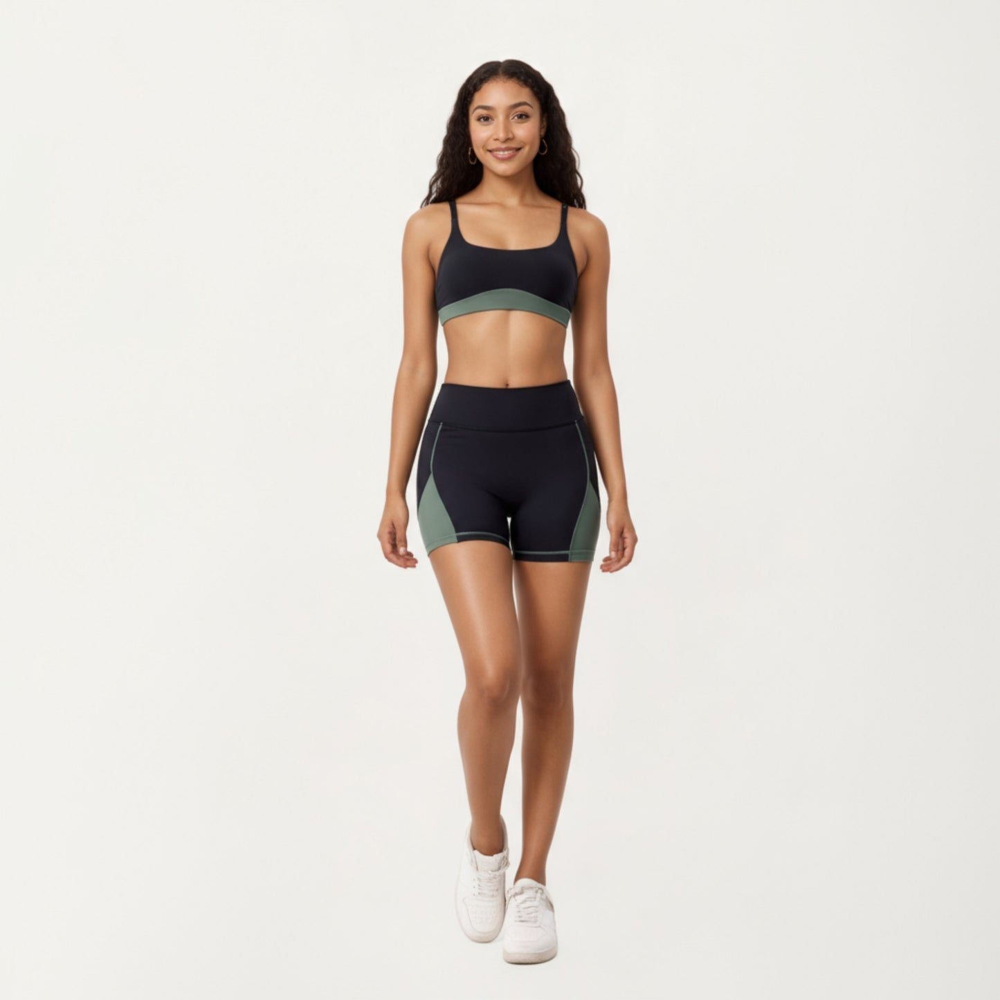 Anna-Kaci Active Women's Scoop Neck Colorblock Sports Bra with Adjustable Straps and Stretch Fit Fabric