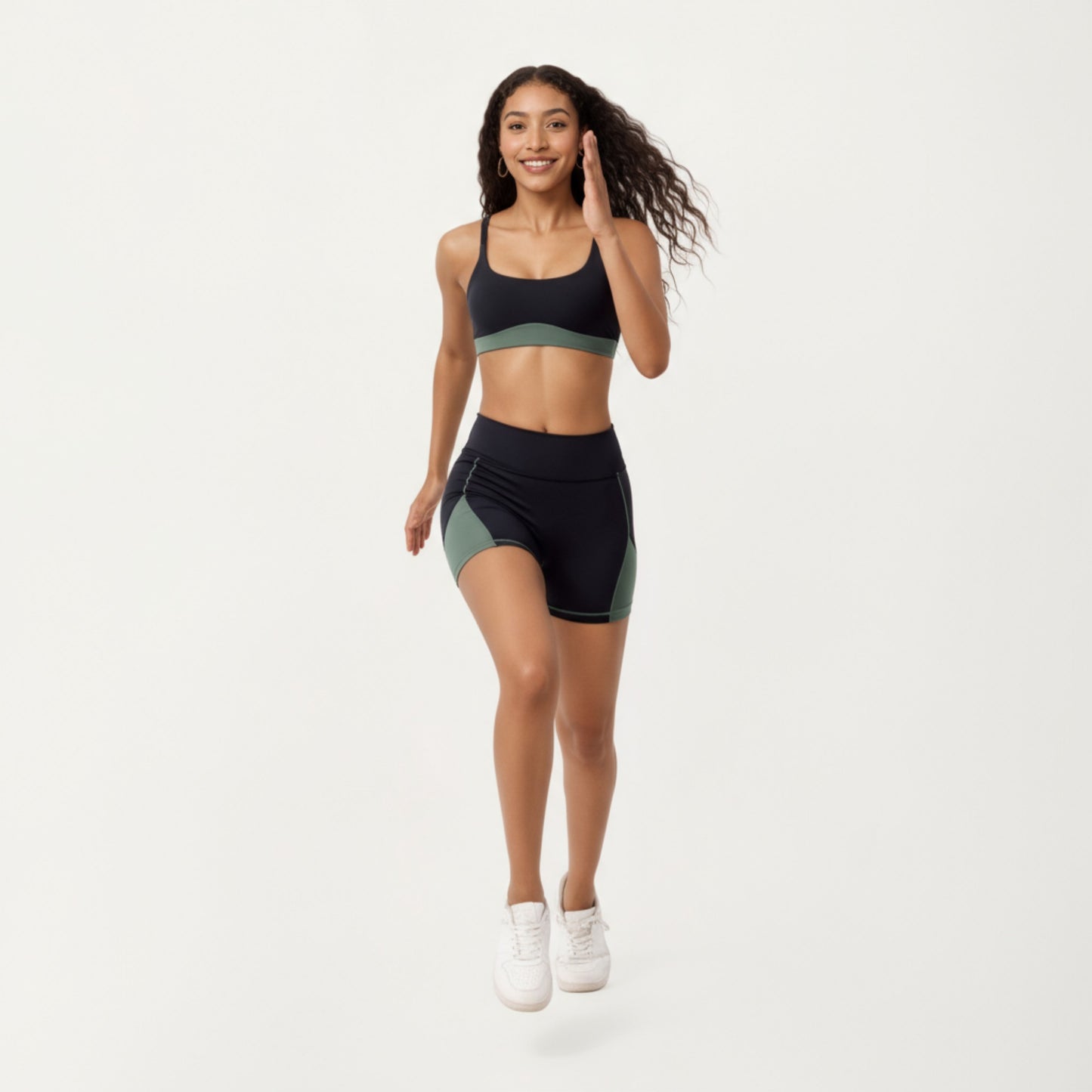 Anna-Kaci Active Women's Scoop Neck Colorblock Sports Bra with Adjustable Straps and Stretch Fit Fabric