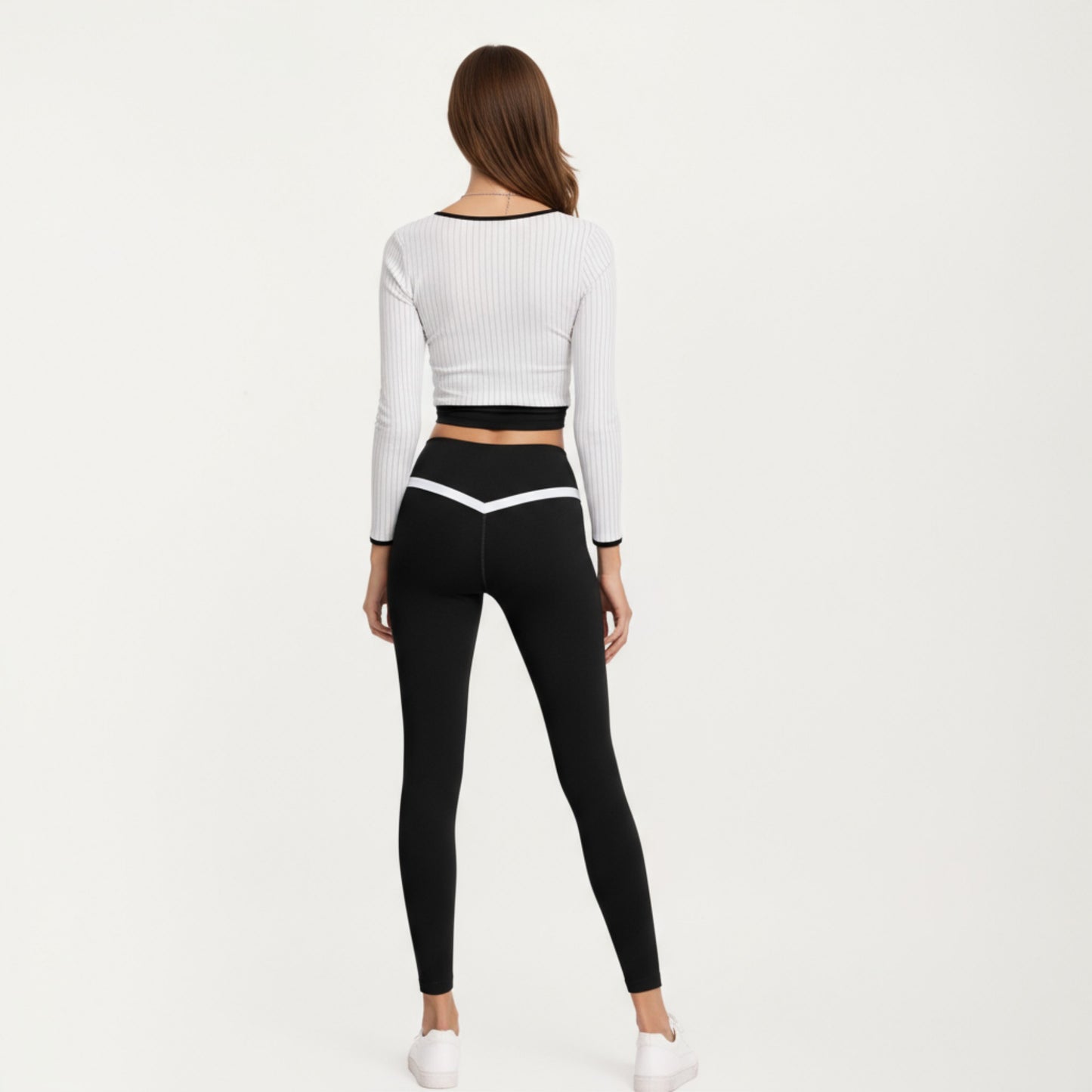 Anna-Kaci Active Women's Crossover Waist Colorblock Full Length Leggings with Stretch Fit Fabric and Contoured Silhouette