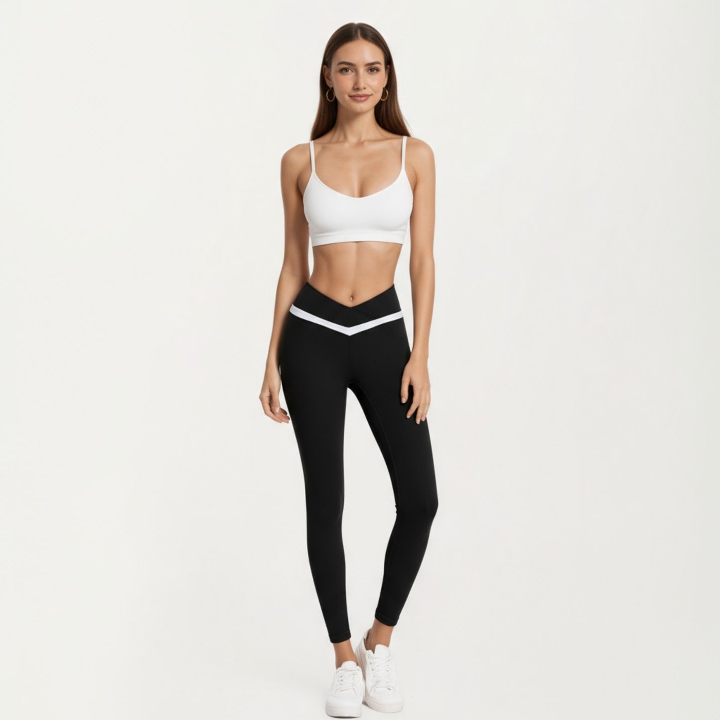 Anna-Kaci Active Women's Crossover Waist Colorblock Full Length Leggings with Stretch Fit Fabric and Contoured Silhouette