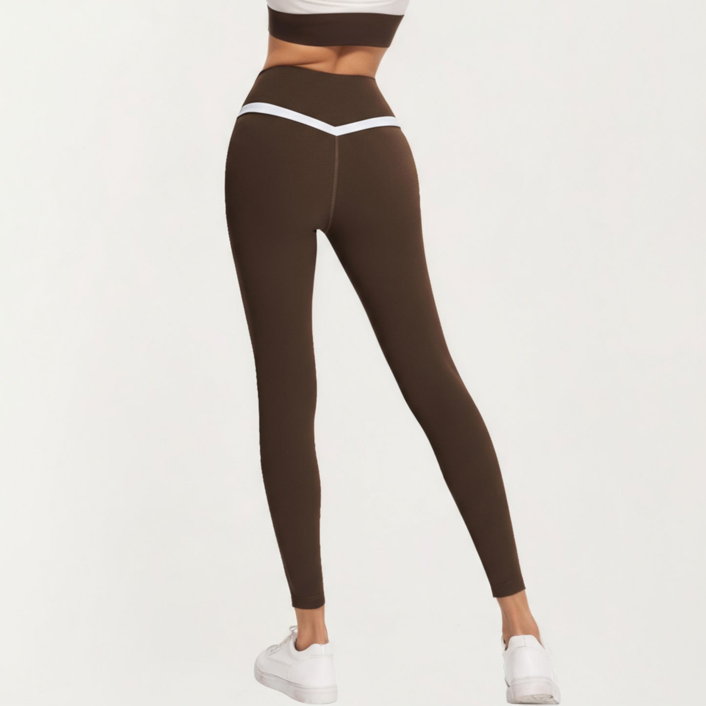 Anna-Kaci Active Women's Crossover Waist Colorblock Full Length Leggings with Stretch Fit Fabric and Contoured Silhouette