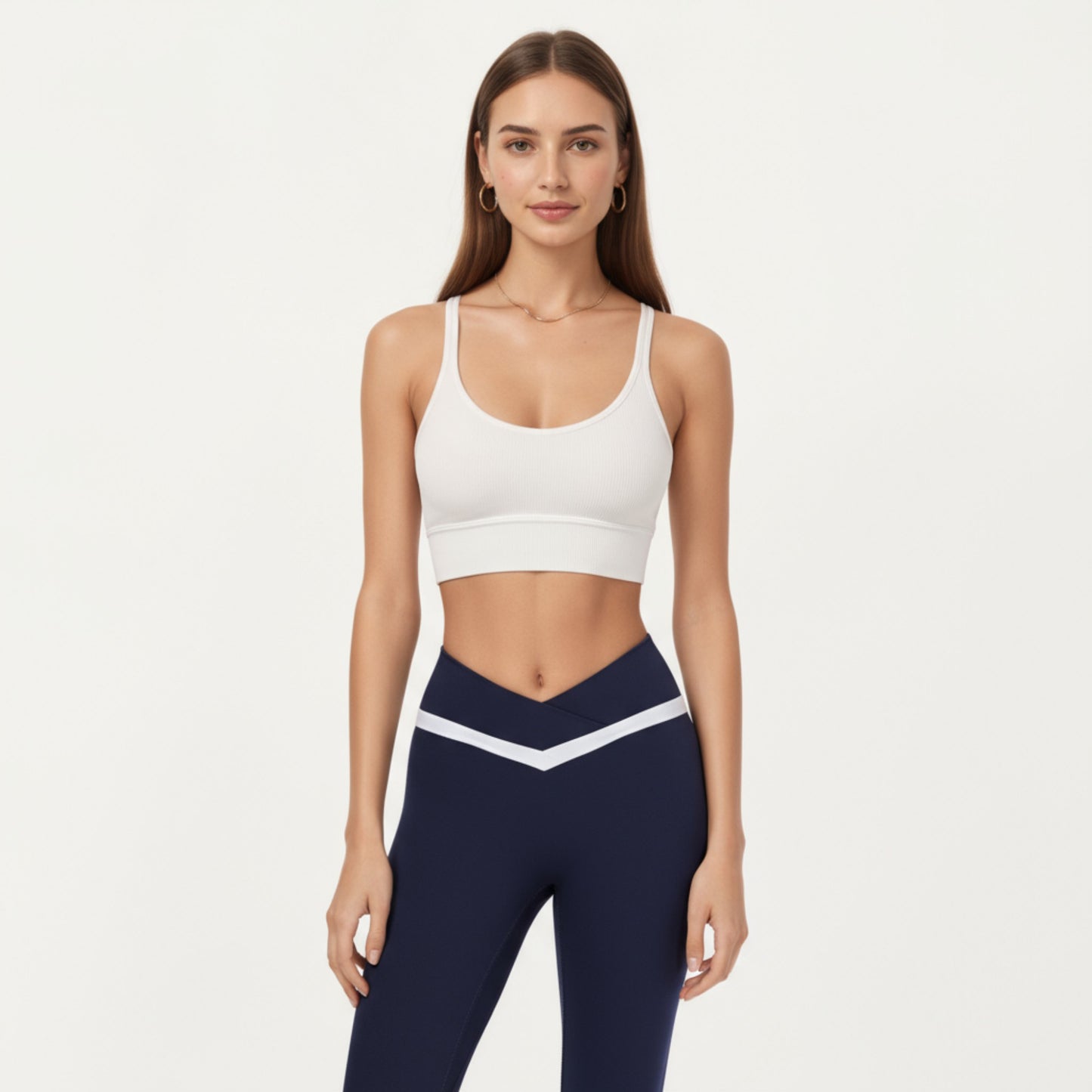 Anna-Kaci Active Women's Crossover Waist Colorblock Full Length Leggings with Stretch Fit Fabric and Contoured Silhouette