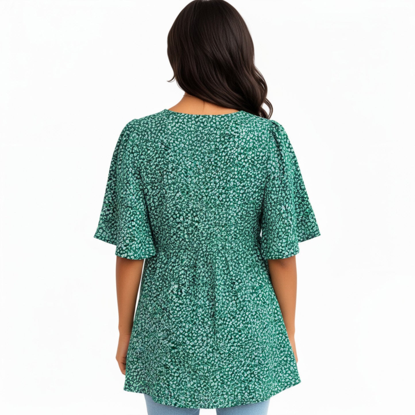 Anna-Kaci Women's Short Sleeve Floral Print Maternity Top with Button Front and Flowy Hem