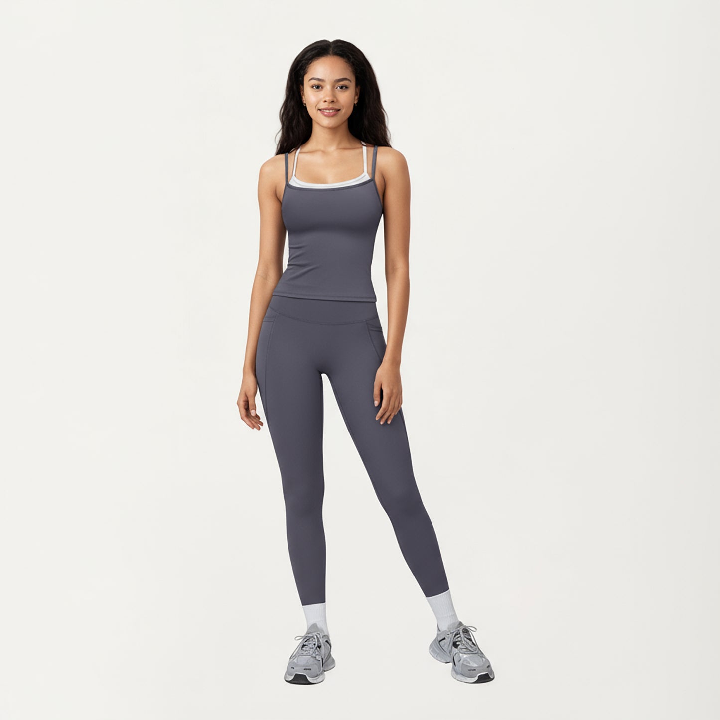Anna-Kaci Active Women's Double Strap Fitted Active Tank Top with Built-In Shelf Bra