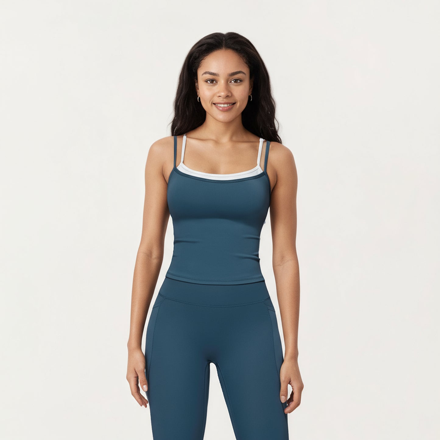 Anna-Kaci Active Women's Double Strap Fitted Active Tank Top with Built-In Shelf Bra
