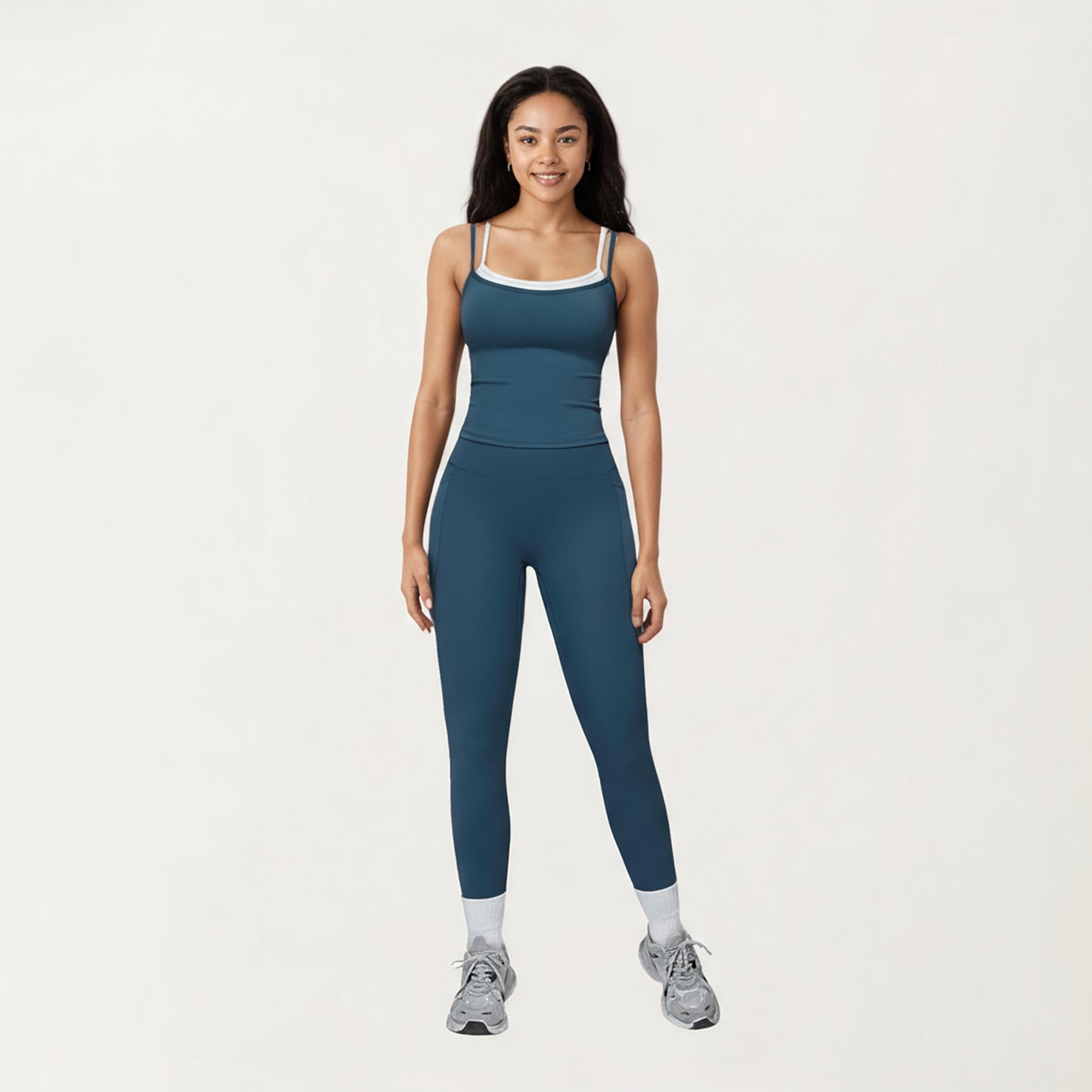 Anna-Kaci Active Women's Double Strap Fitted Active Tank Top with Built-In Shelf Bra