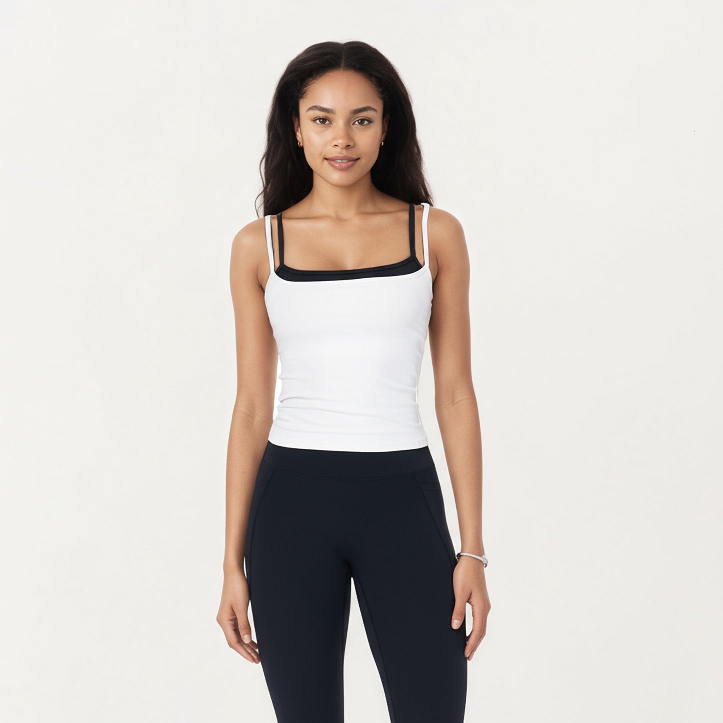 Anna-Kaci Active Women's Double Strap Fitted Active Tank Top with Built-In Shelf Bra