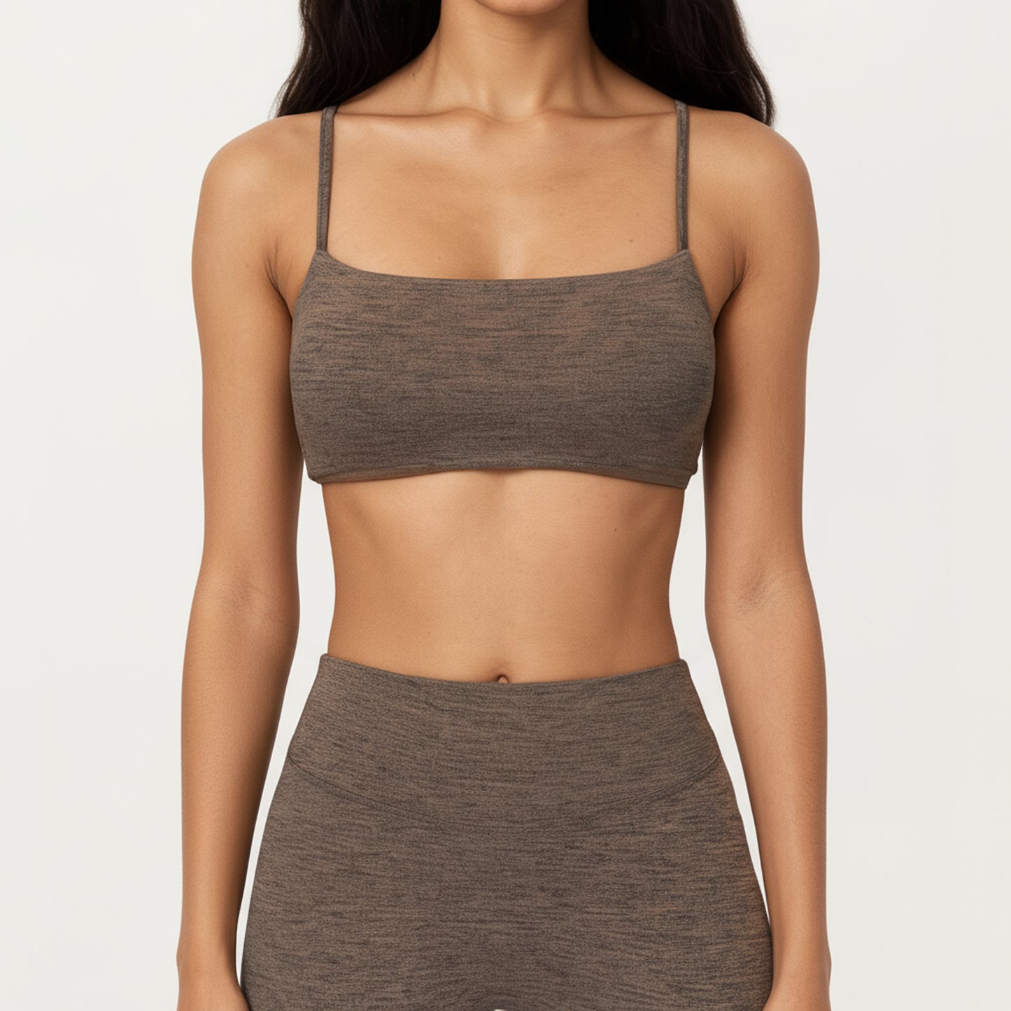 Anna-Kaci Active Women's Seamless Rib Knit Bralette Top with Adjustable Spaghetti Straps