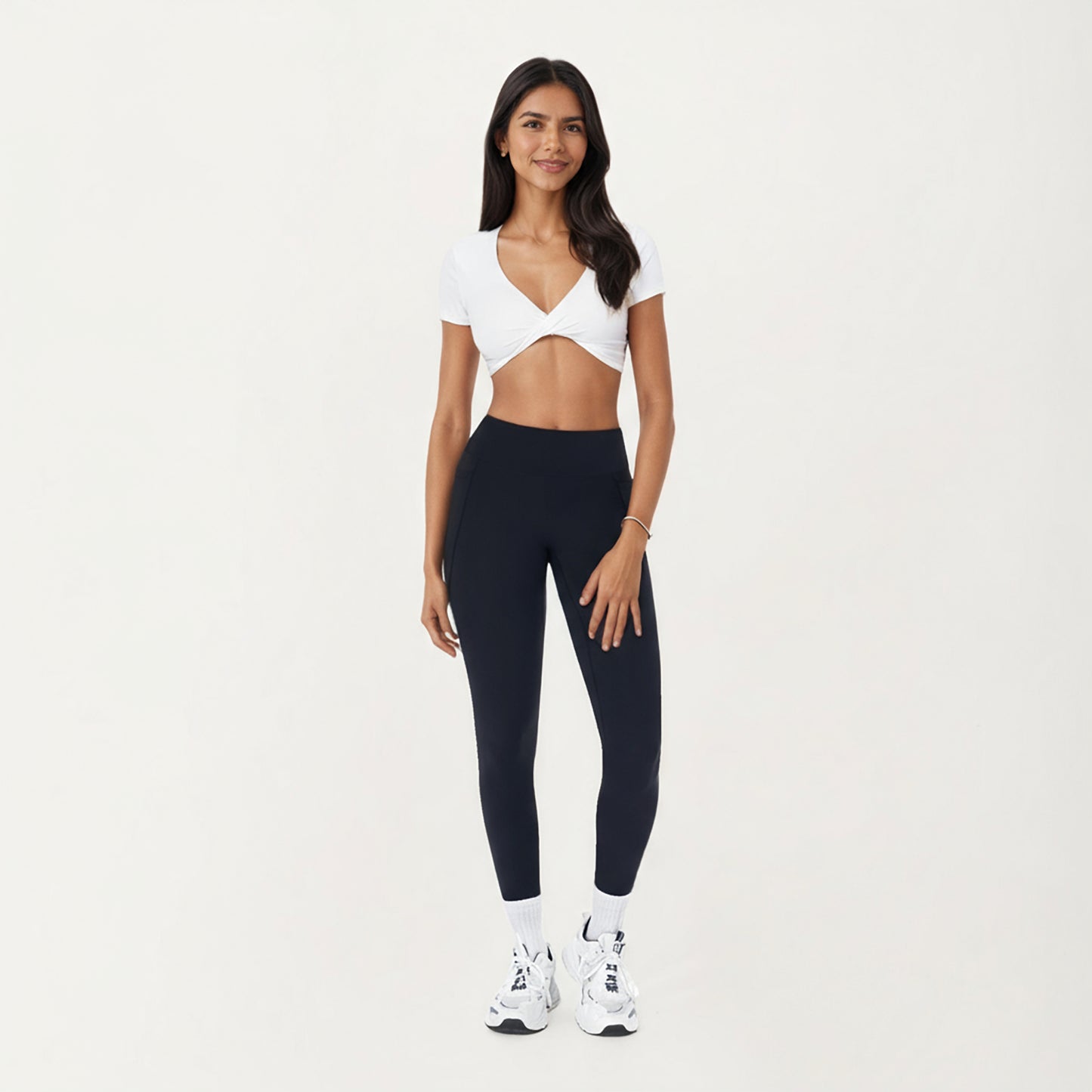 Anna-Kaci Active Women's Short Sleeve Twist Front V-Neck Crop Active Top