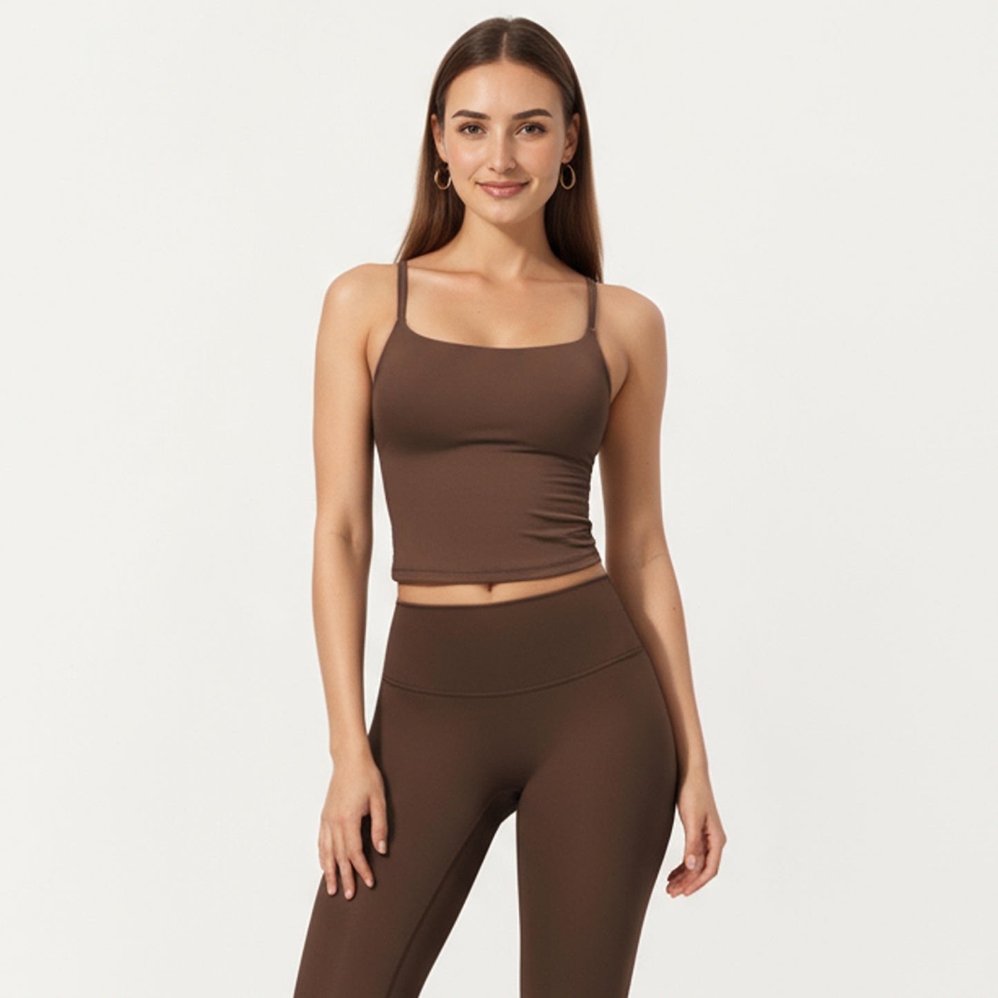 Anna-Kaci Active Women's Fitted Spaghetti Strap Square Neck Stretch Camisole Top