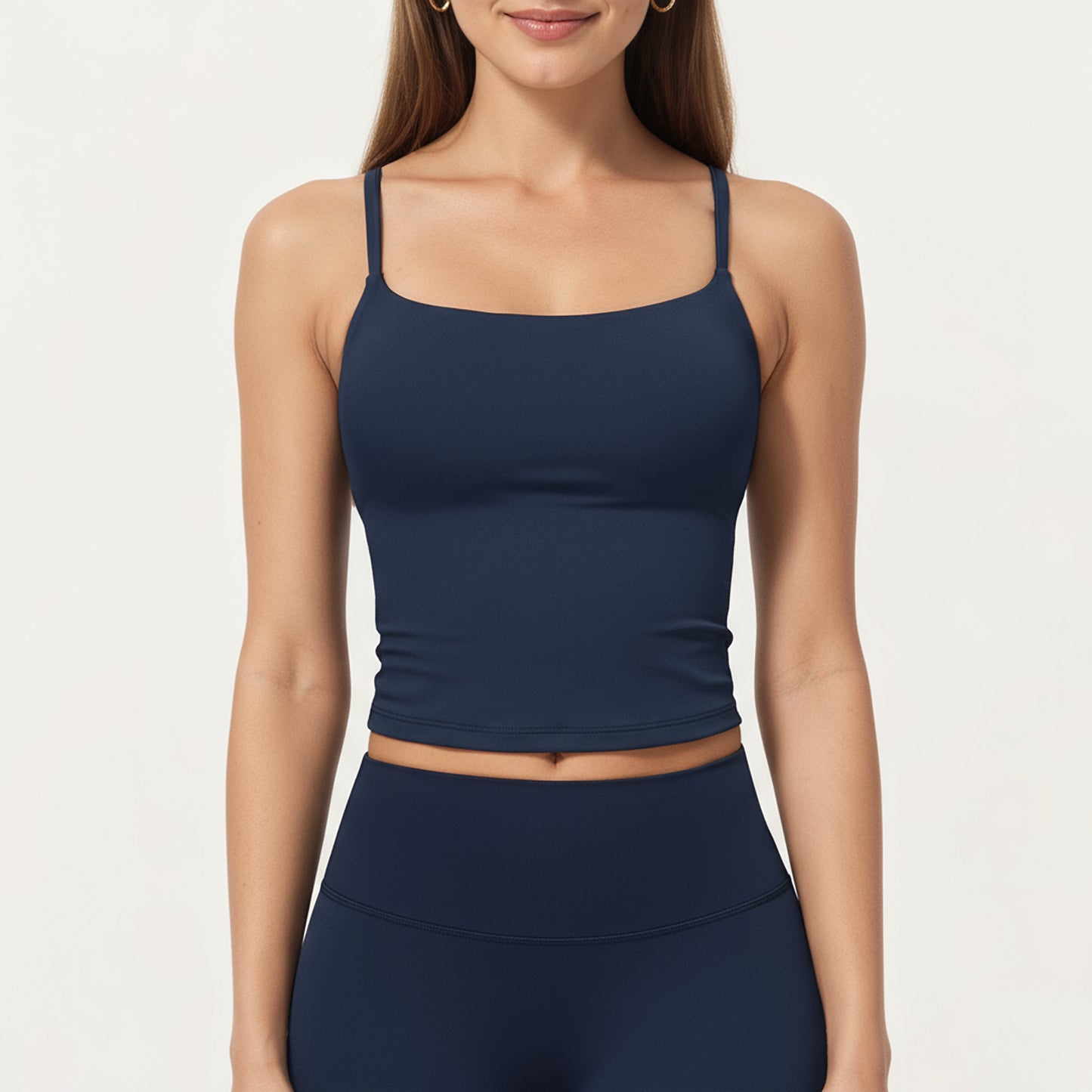 Anna-Kaci Active Women's Fitted Spaghetti Strap Square Neck Stretch Camisole Top