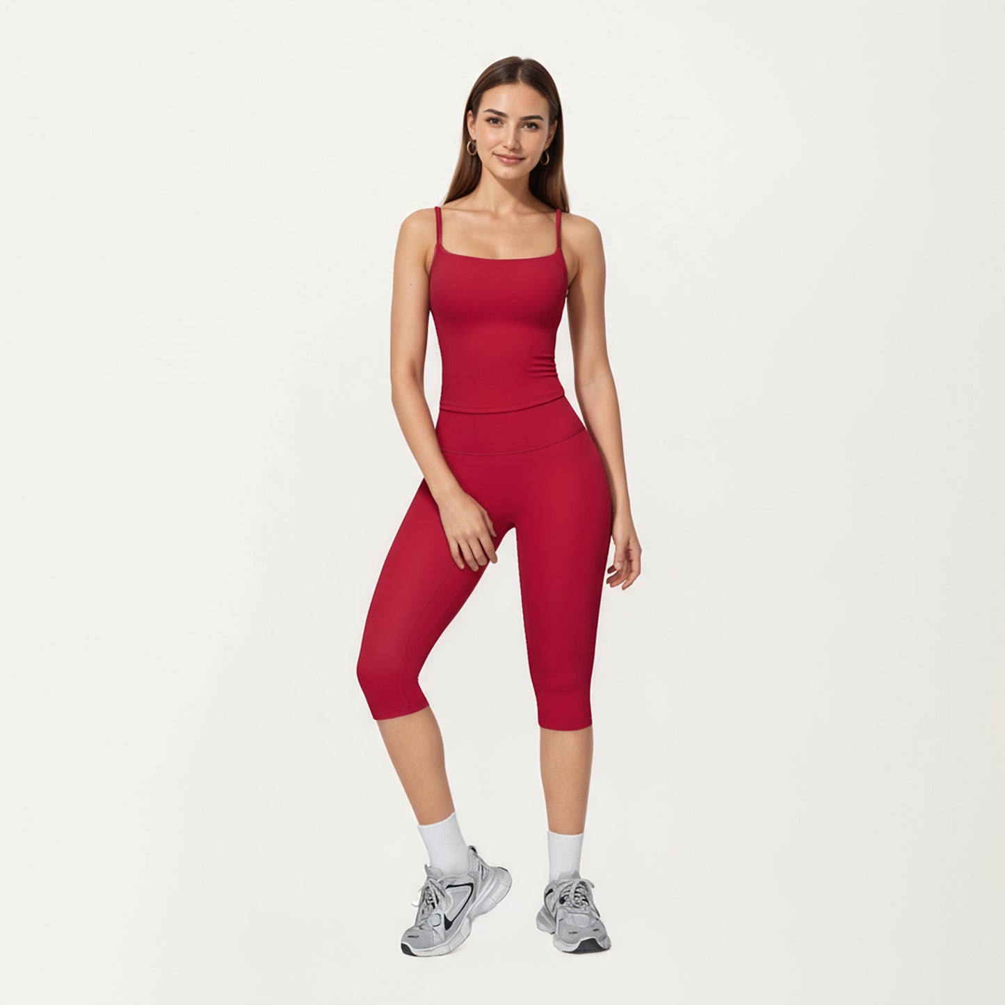 Anna-Kaci Active Women's Fitted Spaghetti Strap Square Neck Stretch Camisole Top