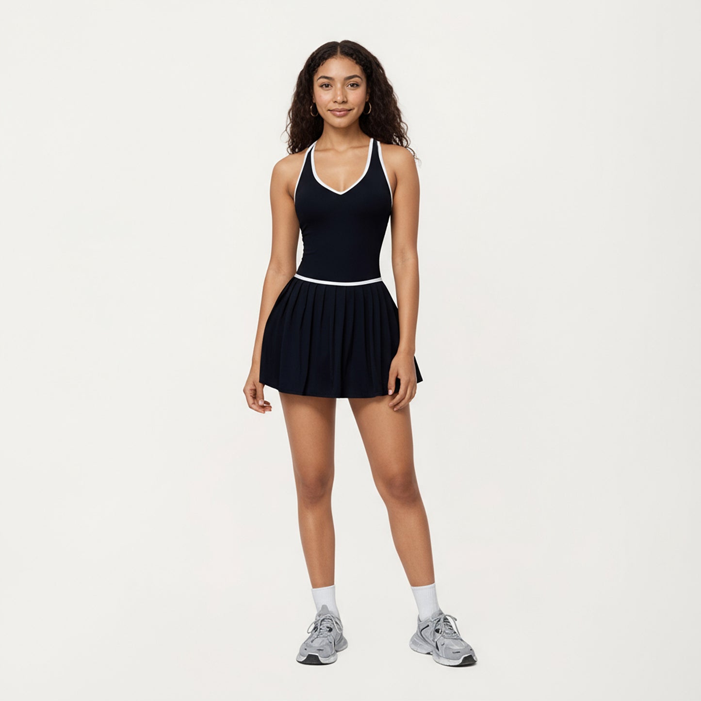Anna-Kaci Active Women's Active Pleated Tennis Dress with Contrast Trim and Built-In Shorts
