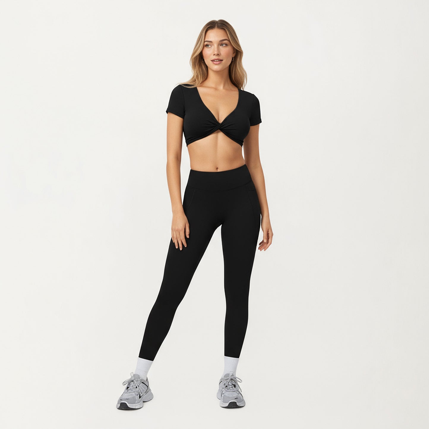 Anna-Kaci Active Women's High Waist Full Length Leggings with Side Pockets and Smooth Compression Fit