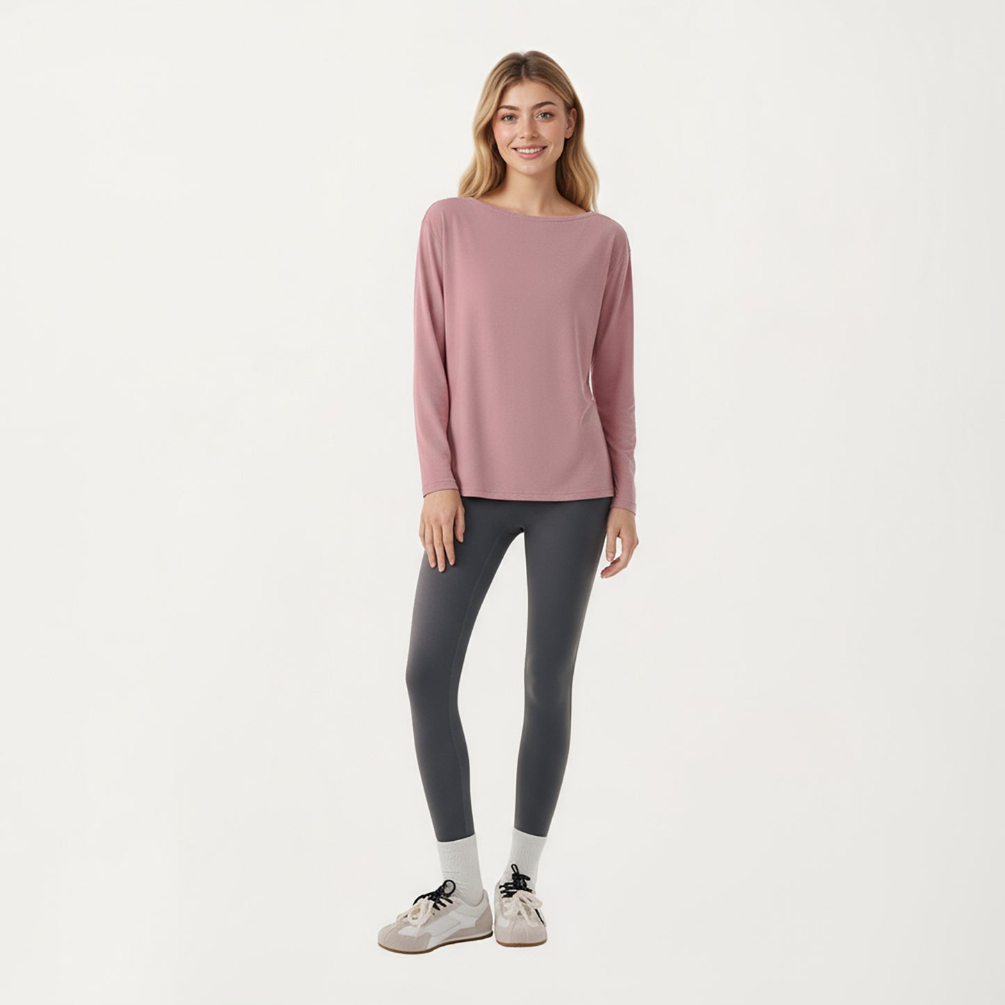 Anna-Kaci Active Women's Long Sleeve Pullover Top with Relaxed Fit and Boat Neckline