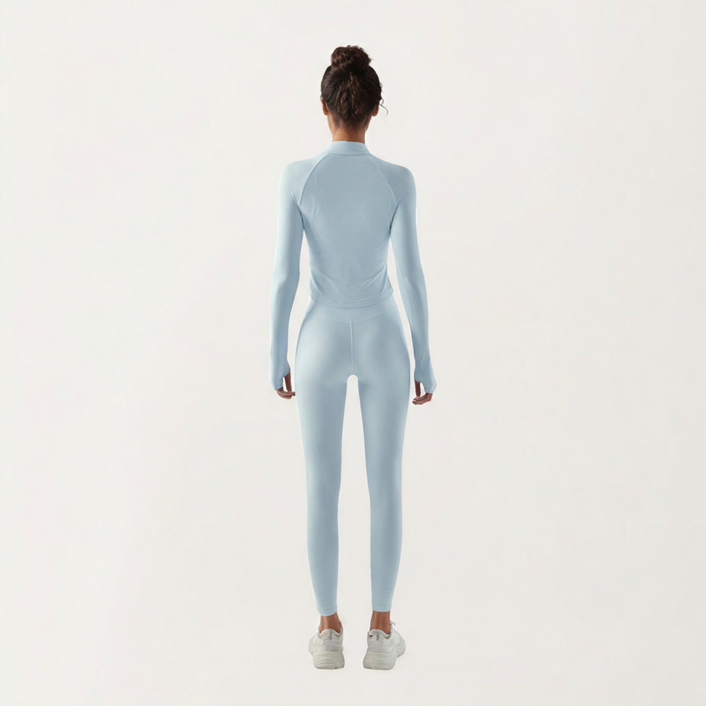 Anna-Kaci Active Women's Long Sleeve Ribbed Knit Half Zip Top with Curved Hem and Fitted Silhouette