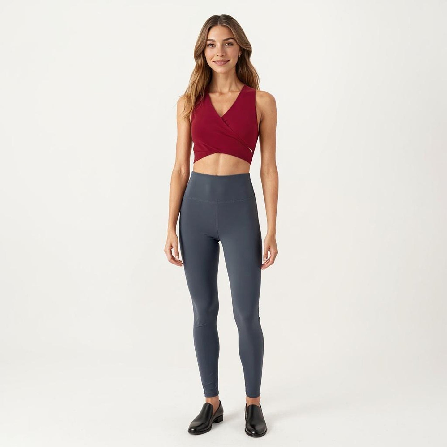 Anna-Kaci Active Women's Sleeveless Wrap Front Crop Top with Deep V-Neckline and Twisted Hem Detail