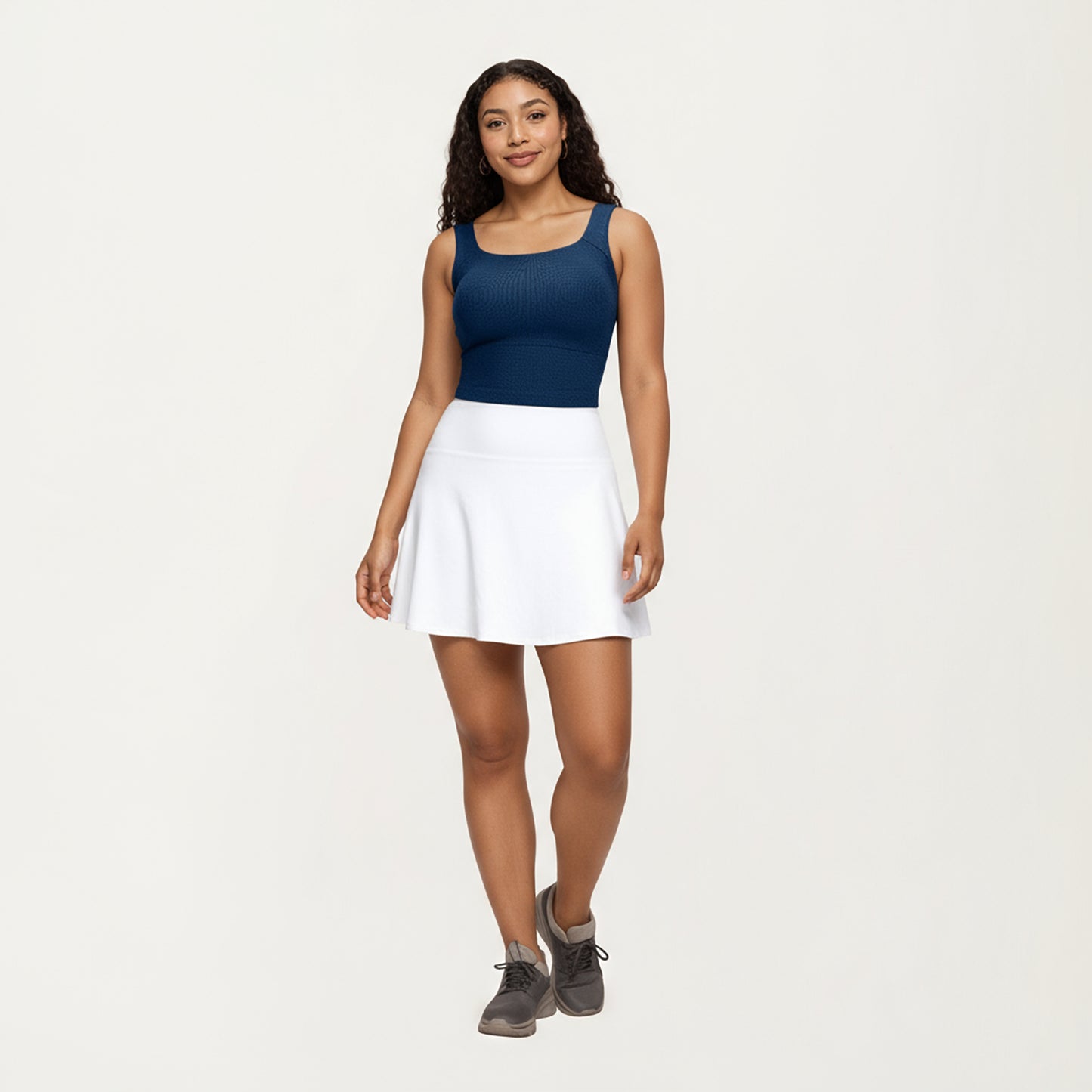 Anna-Kaci Active Women's Ribbed Square Neck Tank Top with Wide Straps and Fitted Stretch Design