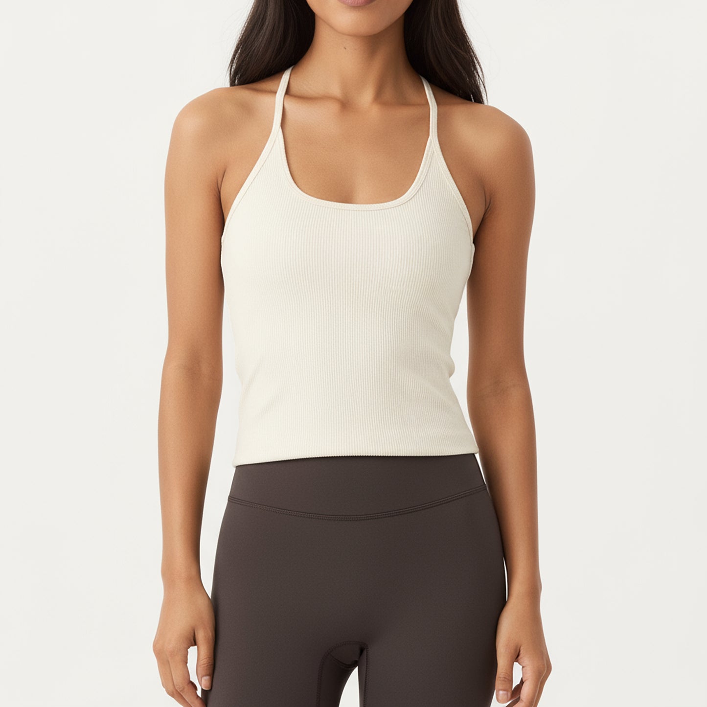 Anna-Kaci Active Women's Spaghetti Strap Scoop Neck Cami Top with Fitted Stretch Fabric and Minimalist Design