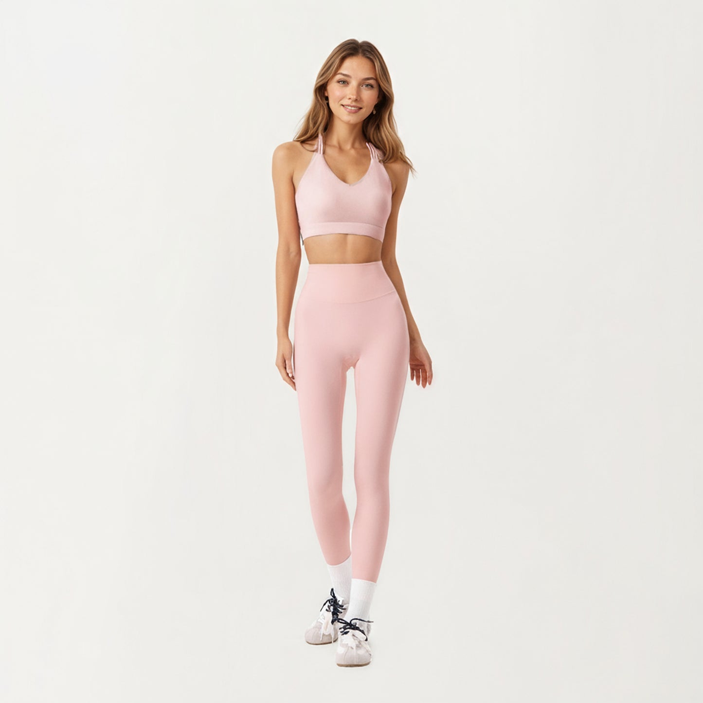 Anna-Kaci Active Women's Double Strap V-Neck Sports Bra with Smooth Stretch Fabric and Supportive Band