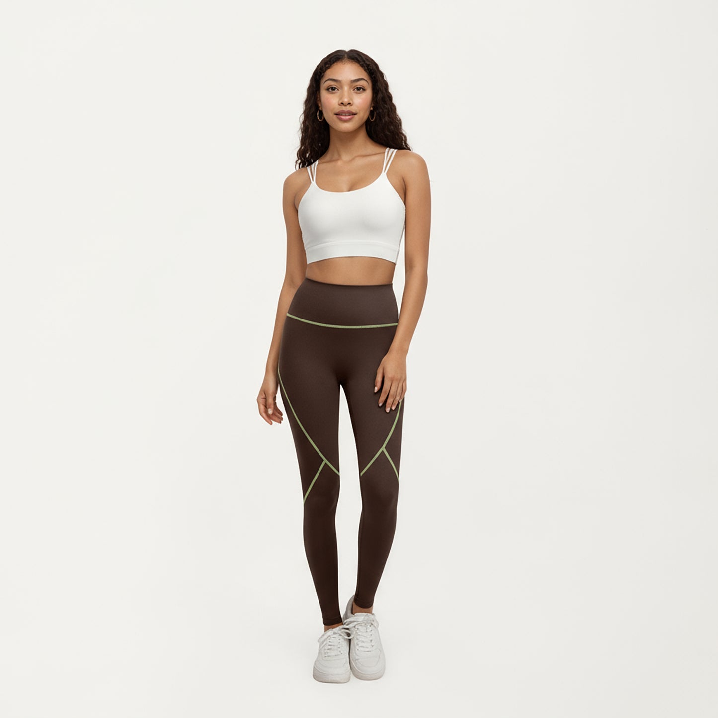 Anna-Kaci Active Women's High Waist Leggings with Contrast Seam Detailing and Stretch Compression Fit