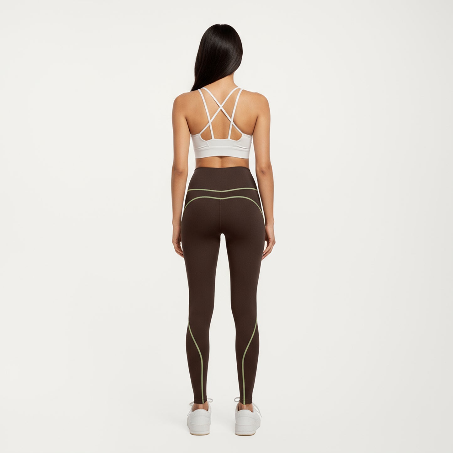 Anna-Kaci Active Women's High Waist Leggings with Contrast Seam Detailing and Stretch Compression Fit