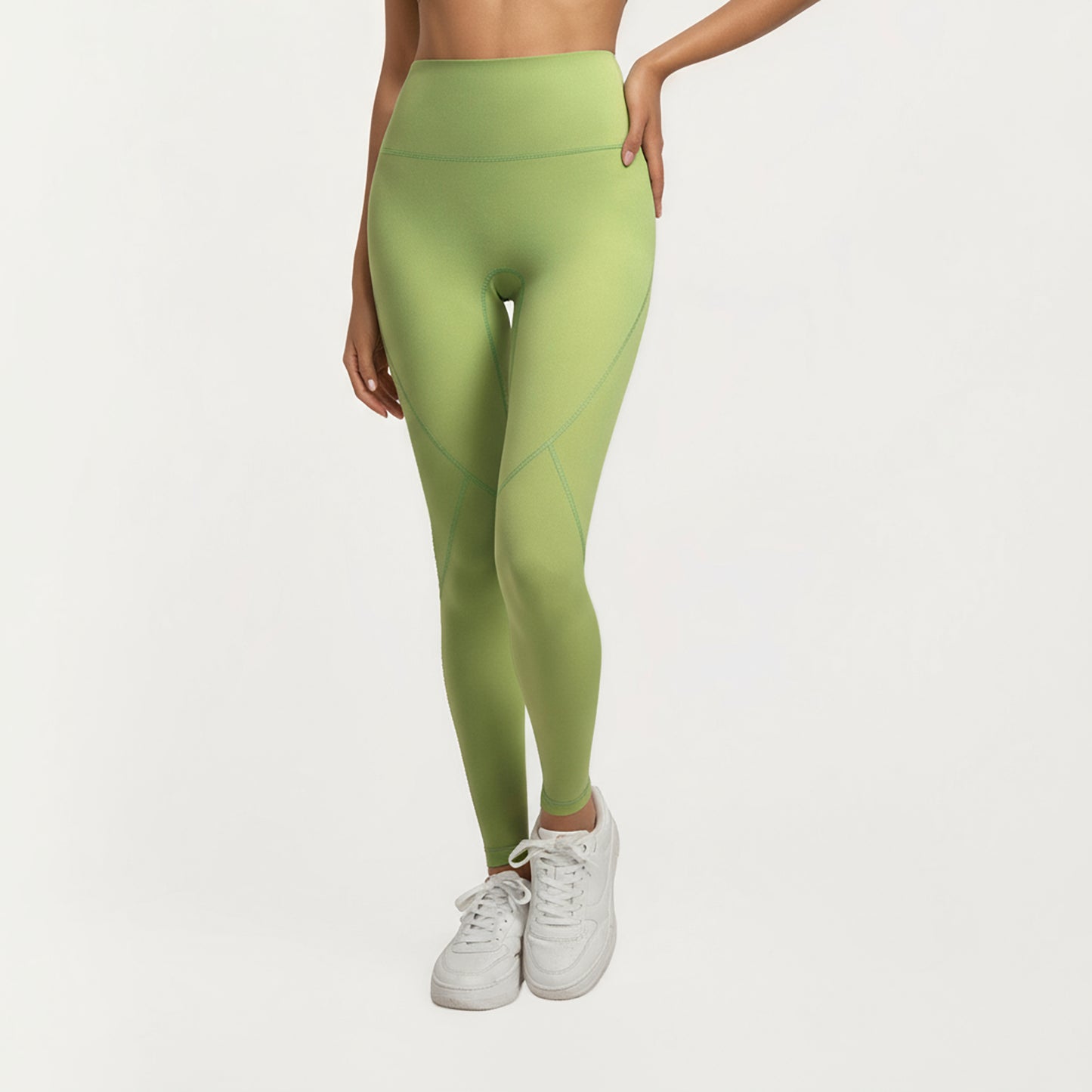 Anna-Kaci Active Women's High Waist Leggings with Contrast Seam Detailing and Stretch Compression Fit