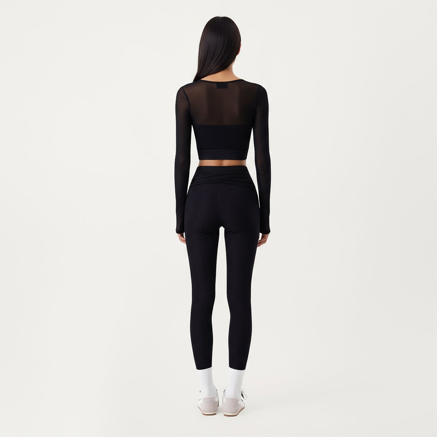 Anna-Kaci Active Women's Ribbed Knit High Waist Leggings with Wrap Tie Waistband and Contrast Cuffed Hem