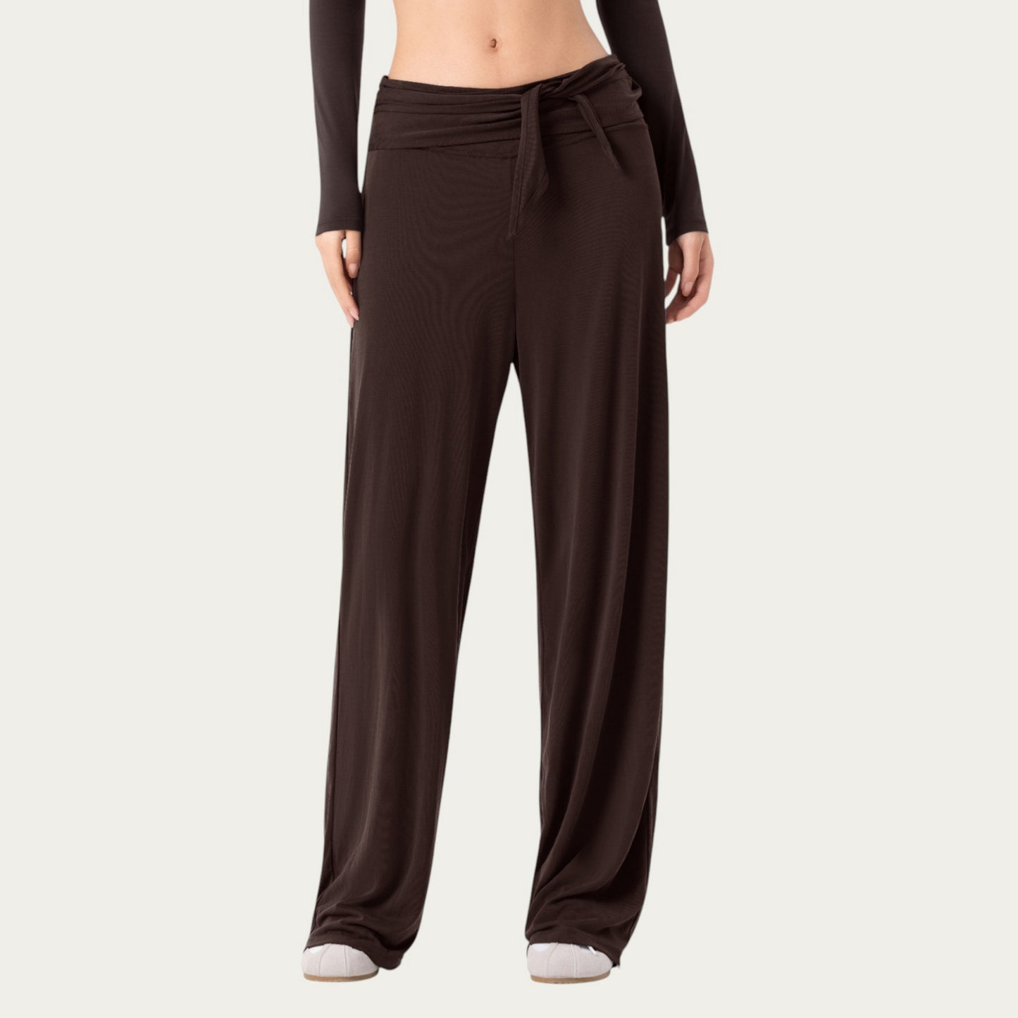 Anna-Kaci Active Women's Wide Leg Lounge Pants with Wrap Tie Waistband and Relaxed High Waist Fit