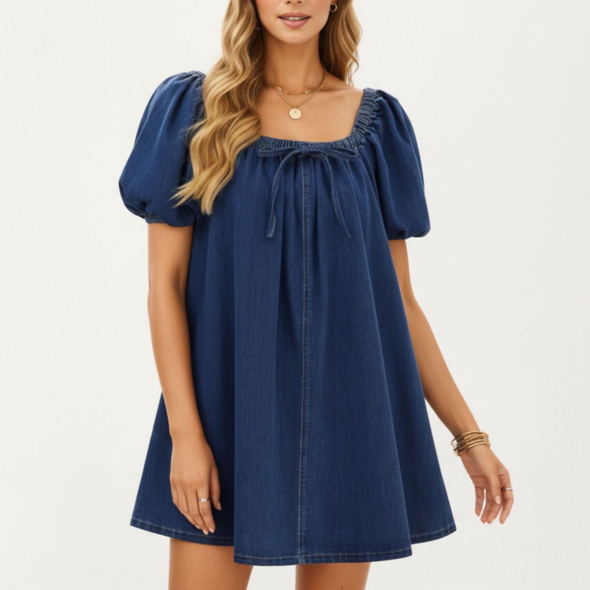 denim babydoll dress women Anna-Kaci Women¡¯s Puff Sleeve with Square Neckli hoop Earrings Size:Made-to-Measure Sage green long satin evening gown Conanso Dresser for Bedroom