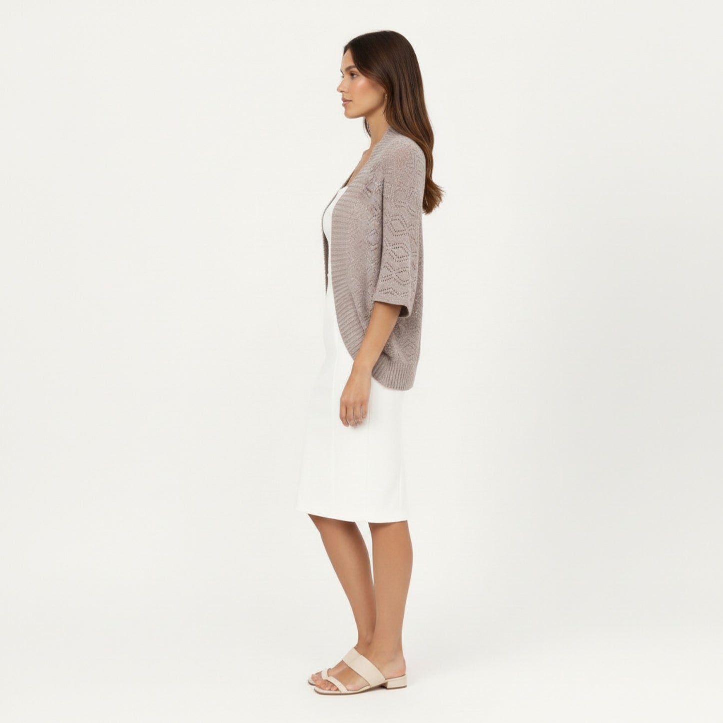 Anna-Kaci Women' s Open Knit Shrug Cardigan with Delicate Textured Pattern and Lightweight Drape for Everyday Tops