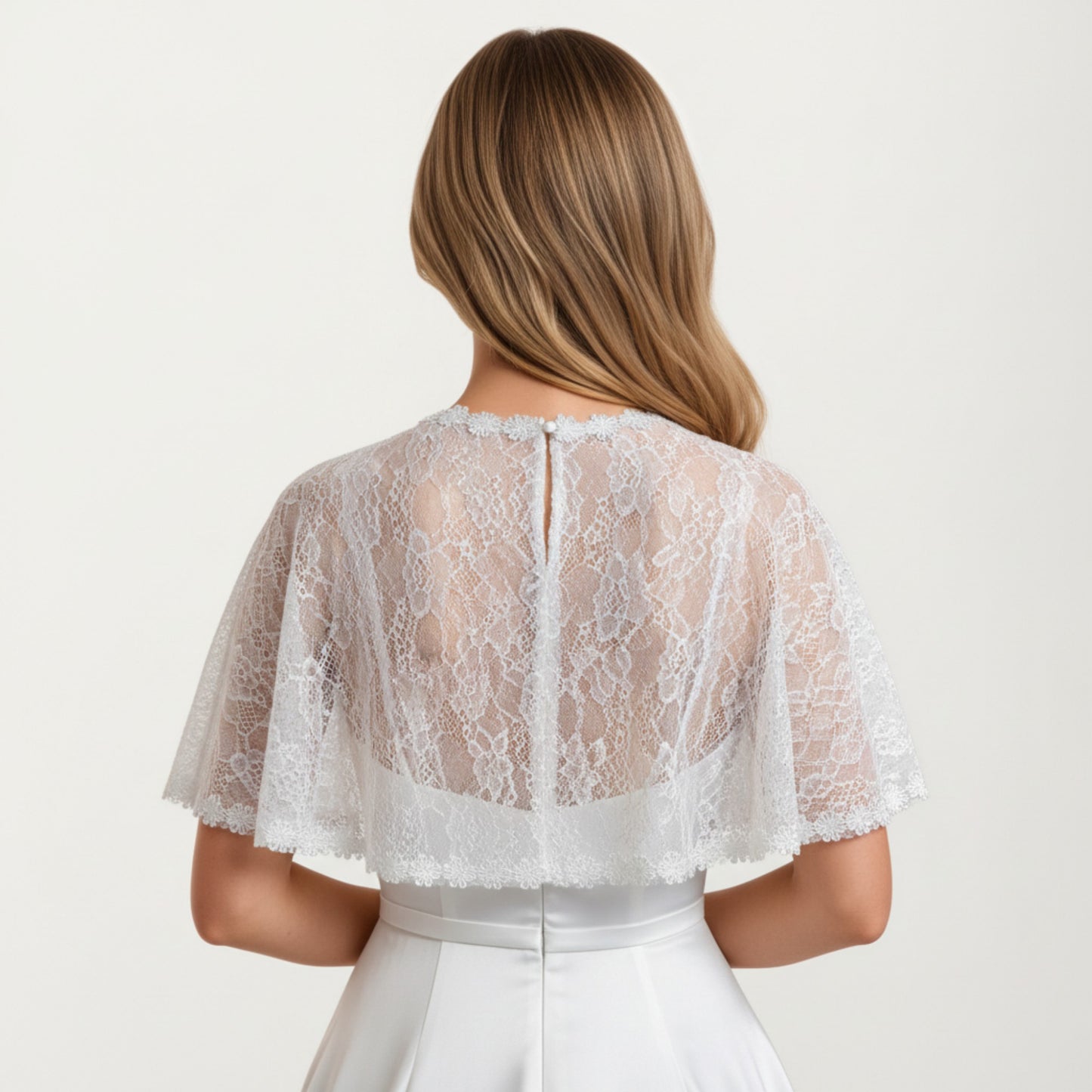 Anna-Kaci Women's Floral Capelet with Scalloped Edges Sheer Draped Overlay and Sparkling Clasp Detail for Light Coverage 8.5x13in