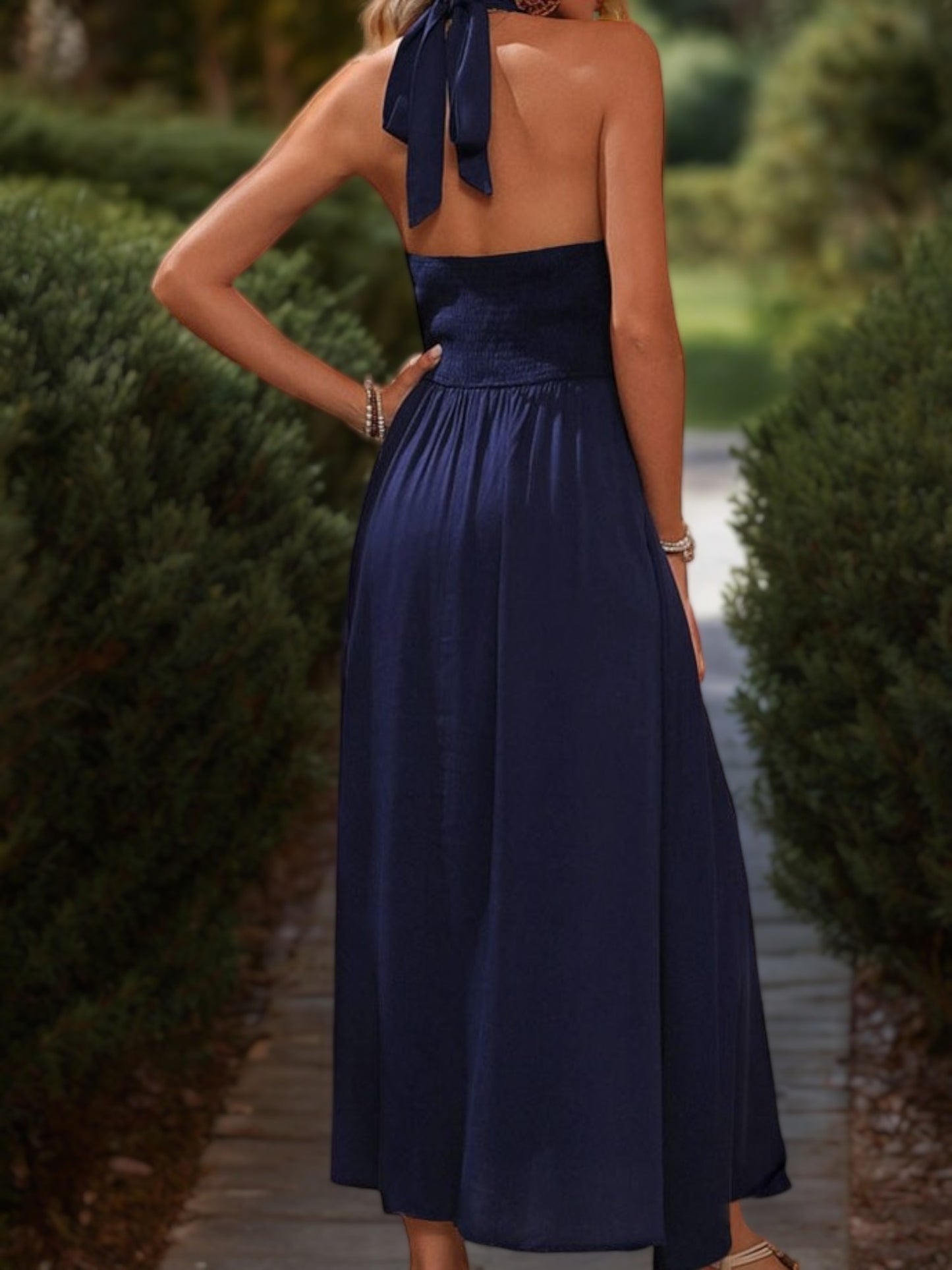 Anna-Kaci Women's Sleeveless V-Neck Wrap Maxi Dress with Belt and High Slit