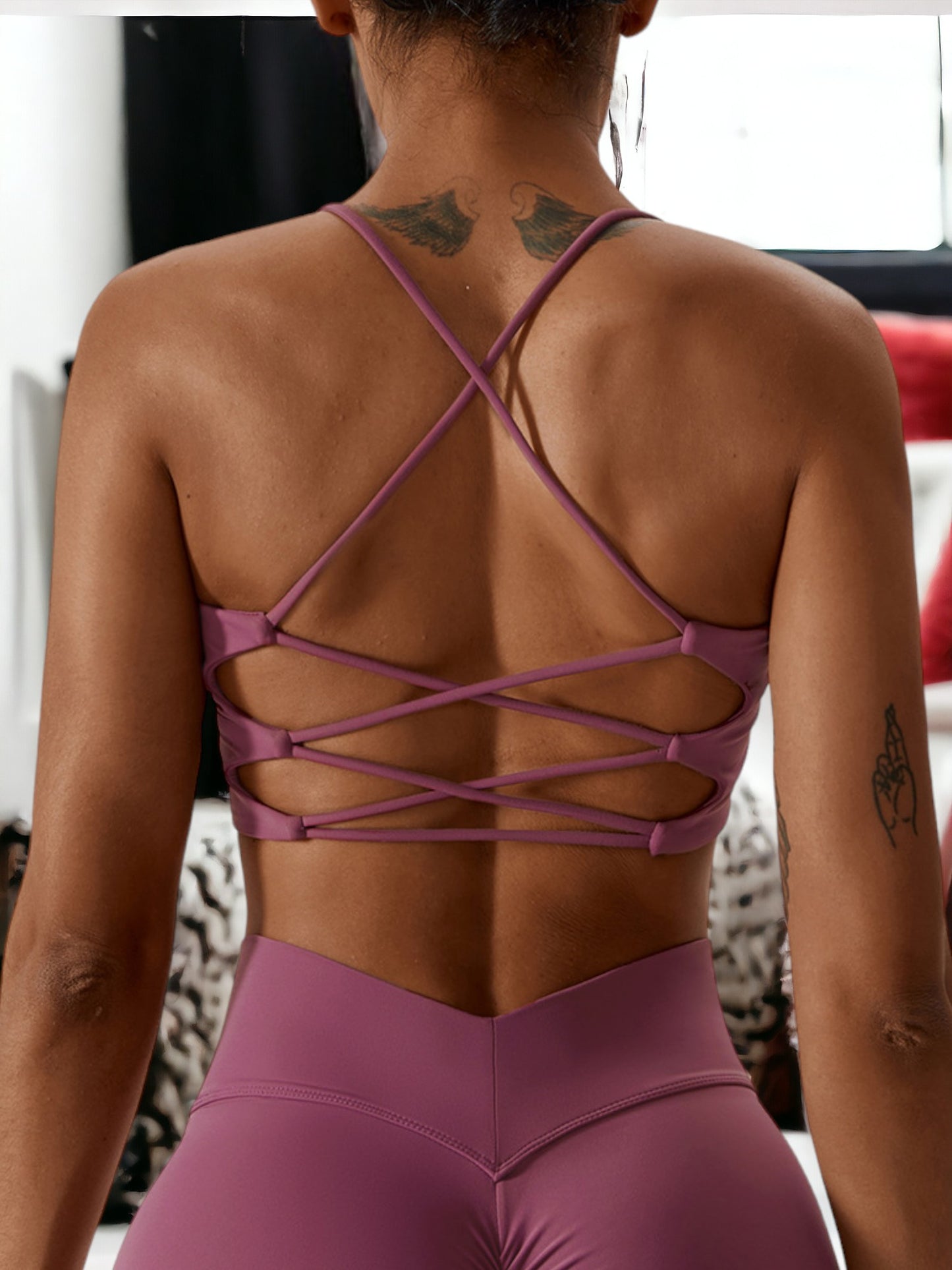 Summer Compression Strapy Back Fitness Sports Bra