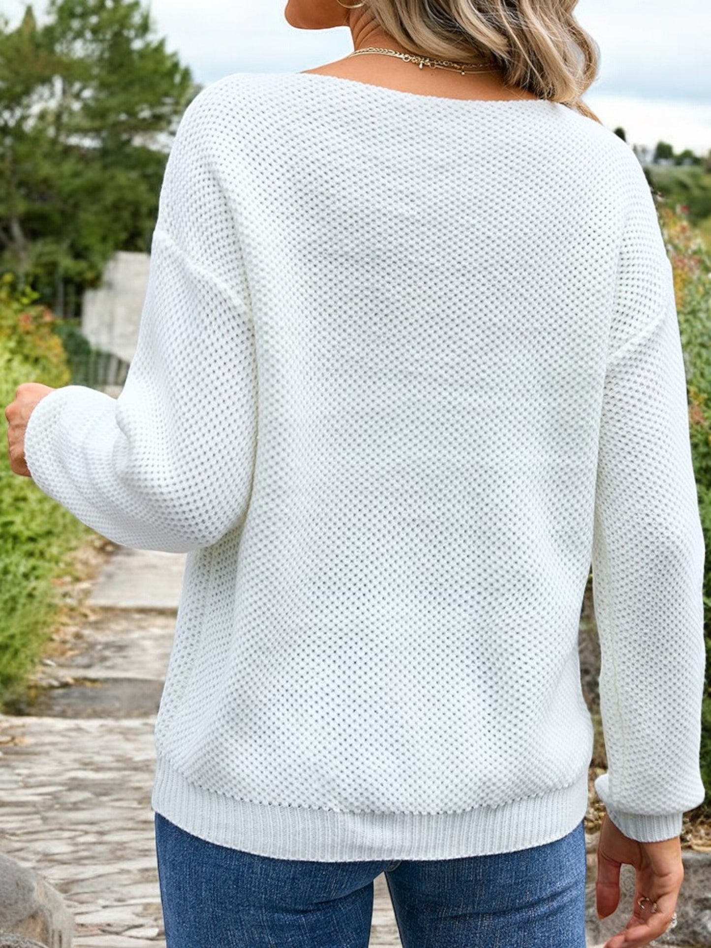 Anna-Kaci Women's Long Sleeve Crew Neck Pullover Sweater with Pocket Detail