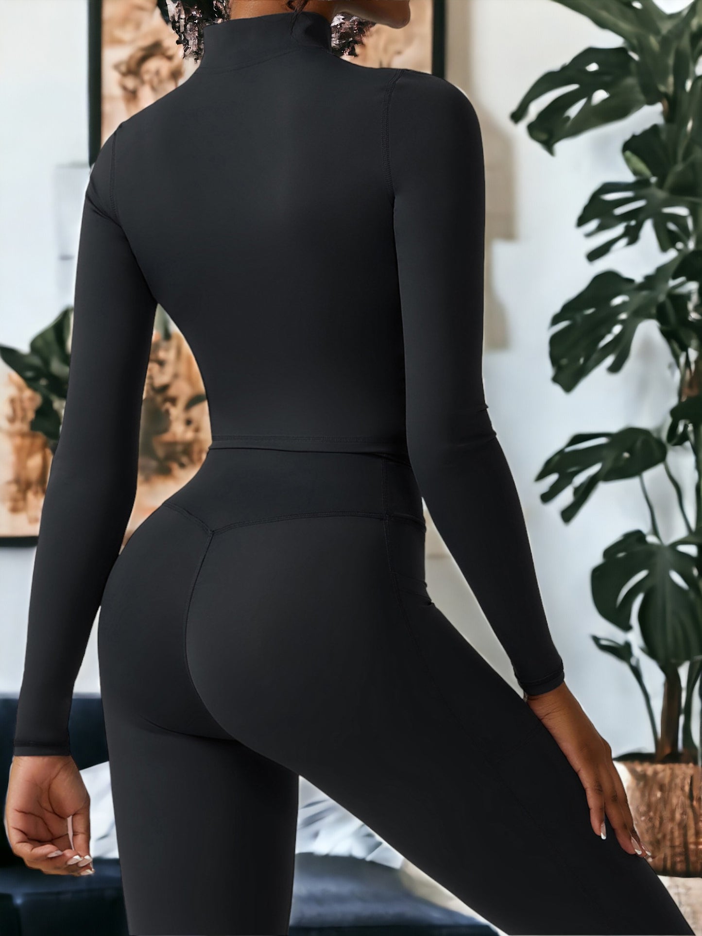 Chaqueta deportiva ajustada de secado rápido con cremallera frontal y mangas largas