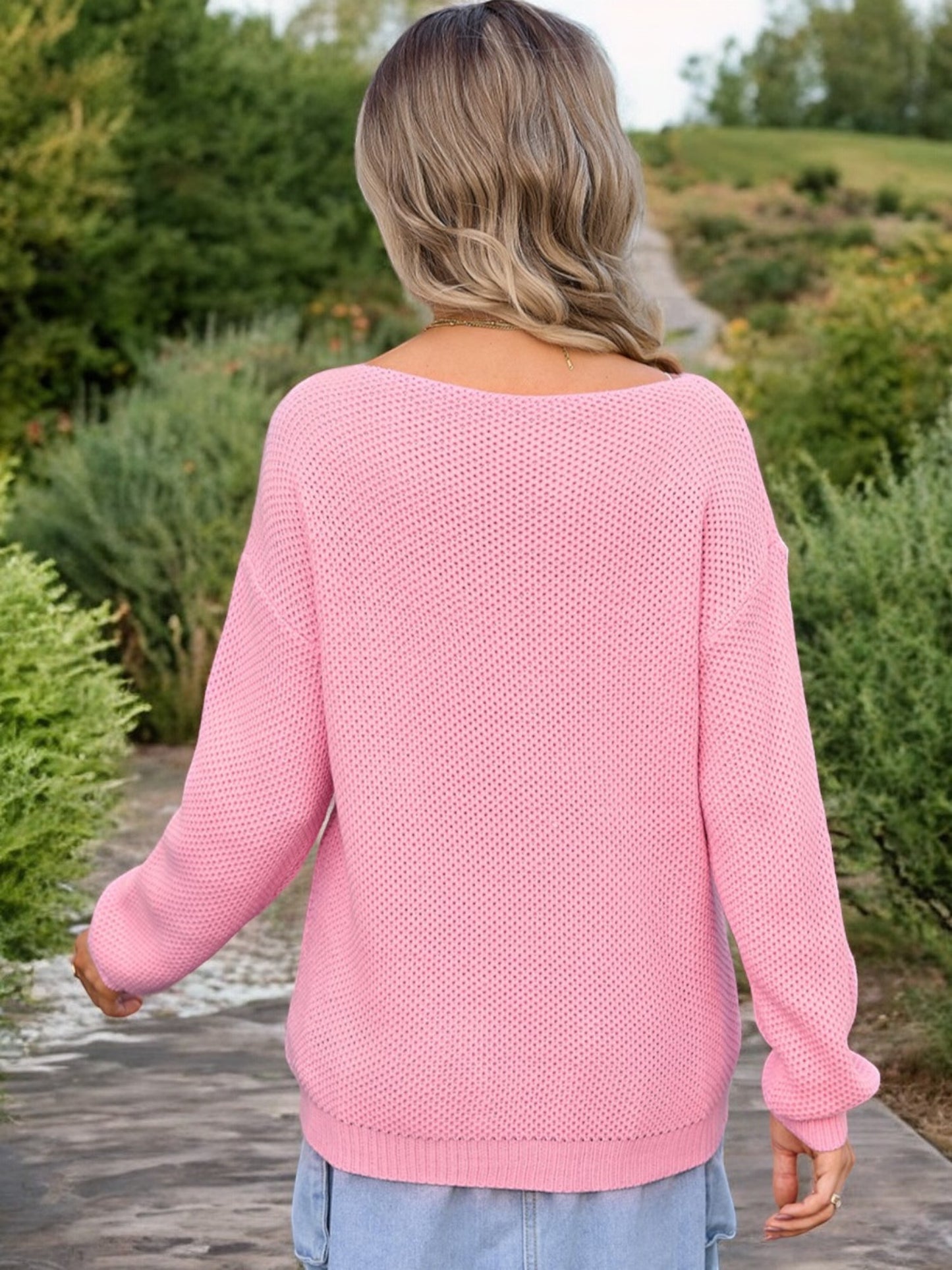 Anna-Kaci Women's Long Sleeve Crew Neck Pullover Sweater with Pocket Detail