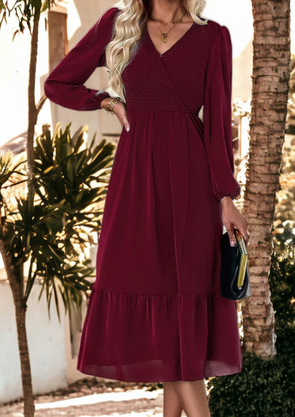 Vestido fruncido con escote cruzado