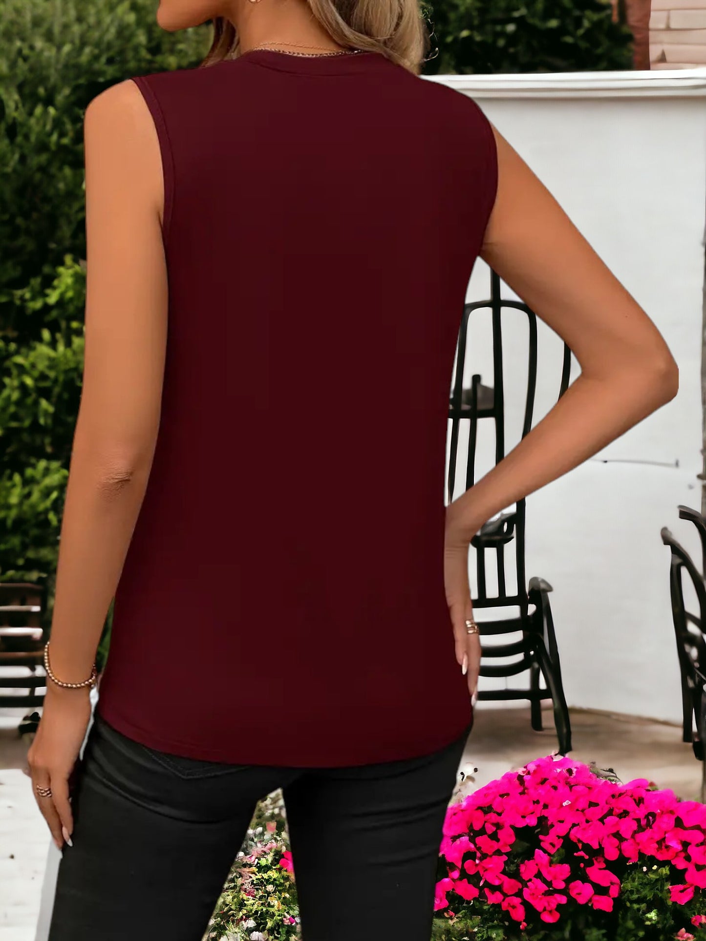 Loose Round Neck Sleeveless T-Shirt Vest For Women