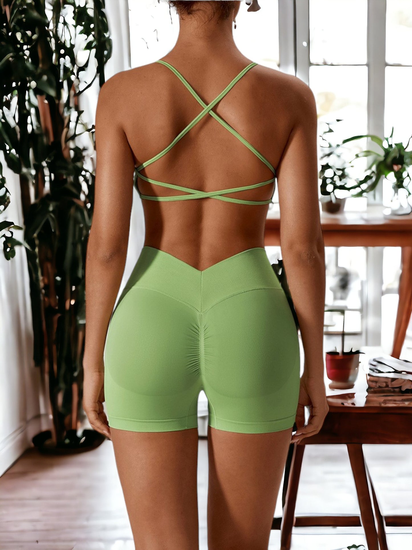 Traje deportivo de dos piezas ajustado, de secado rápido y sin costuras